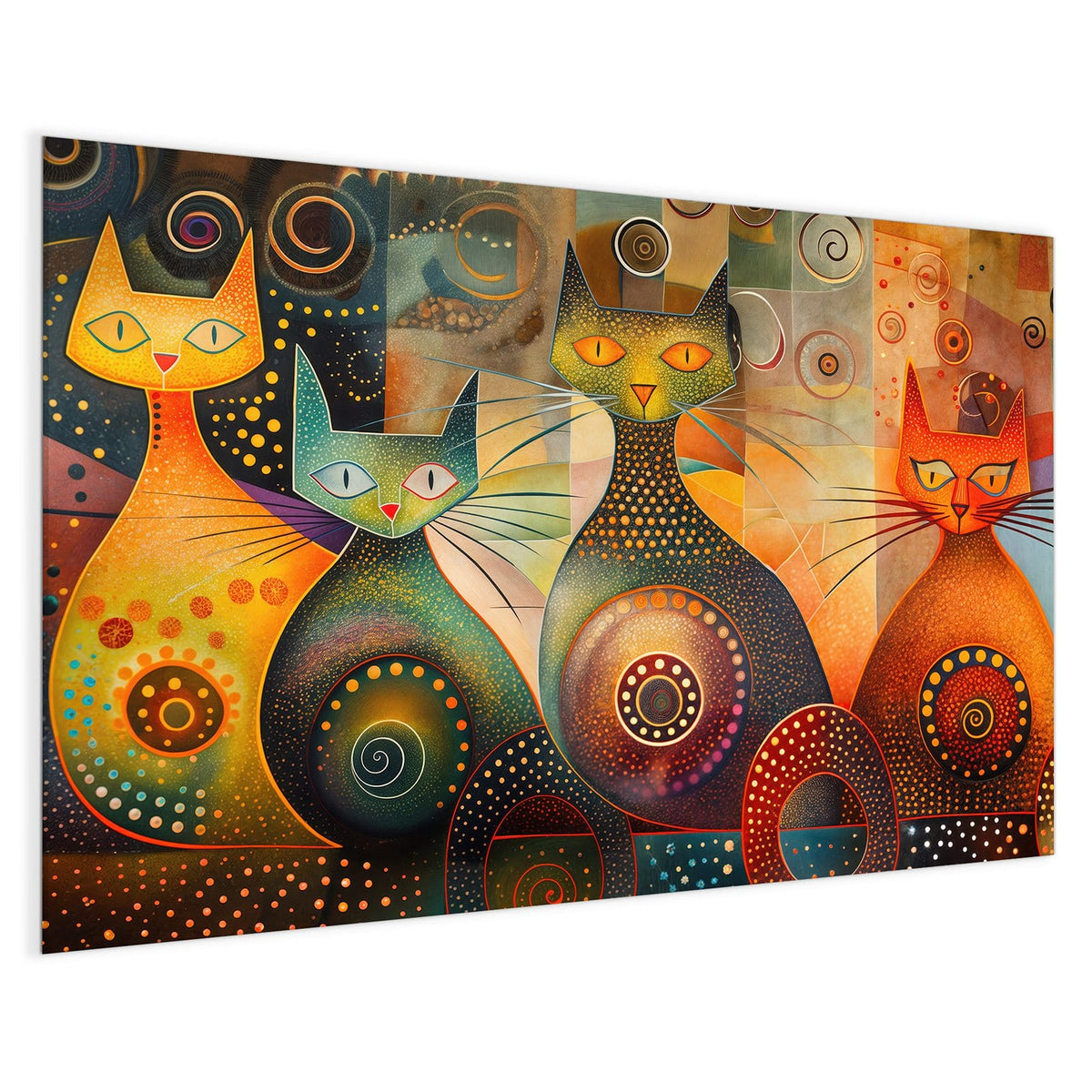 4 mm Glas statt lackiertem Blech – Magnettafel - Drei Katzen in Orange