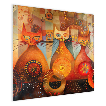 Magnettafel mit dem Motiv Drei Katzen in Orange