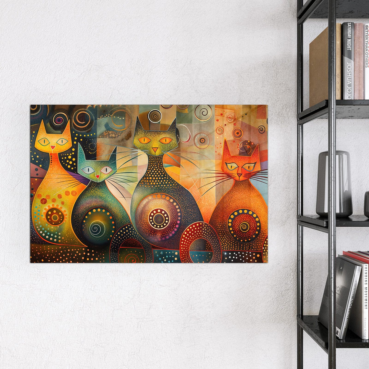 Magnettafel - Drei Katzen in Orange – Stilisierte Katzen in warmem Orange