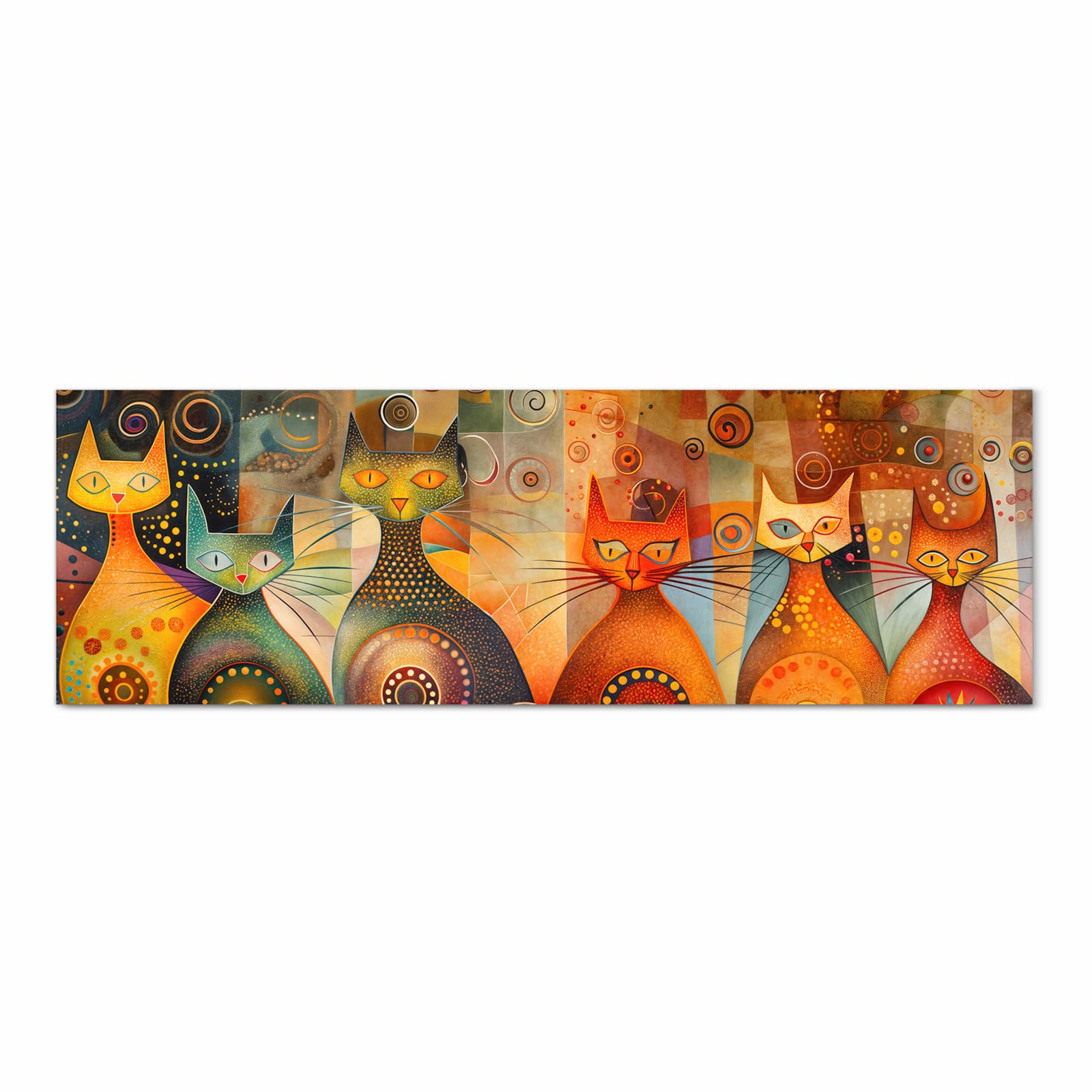 Geräuschdämpfender Küchenteppich mit Motiv Katzenkunstwerk in Frontansicht