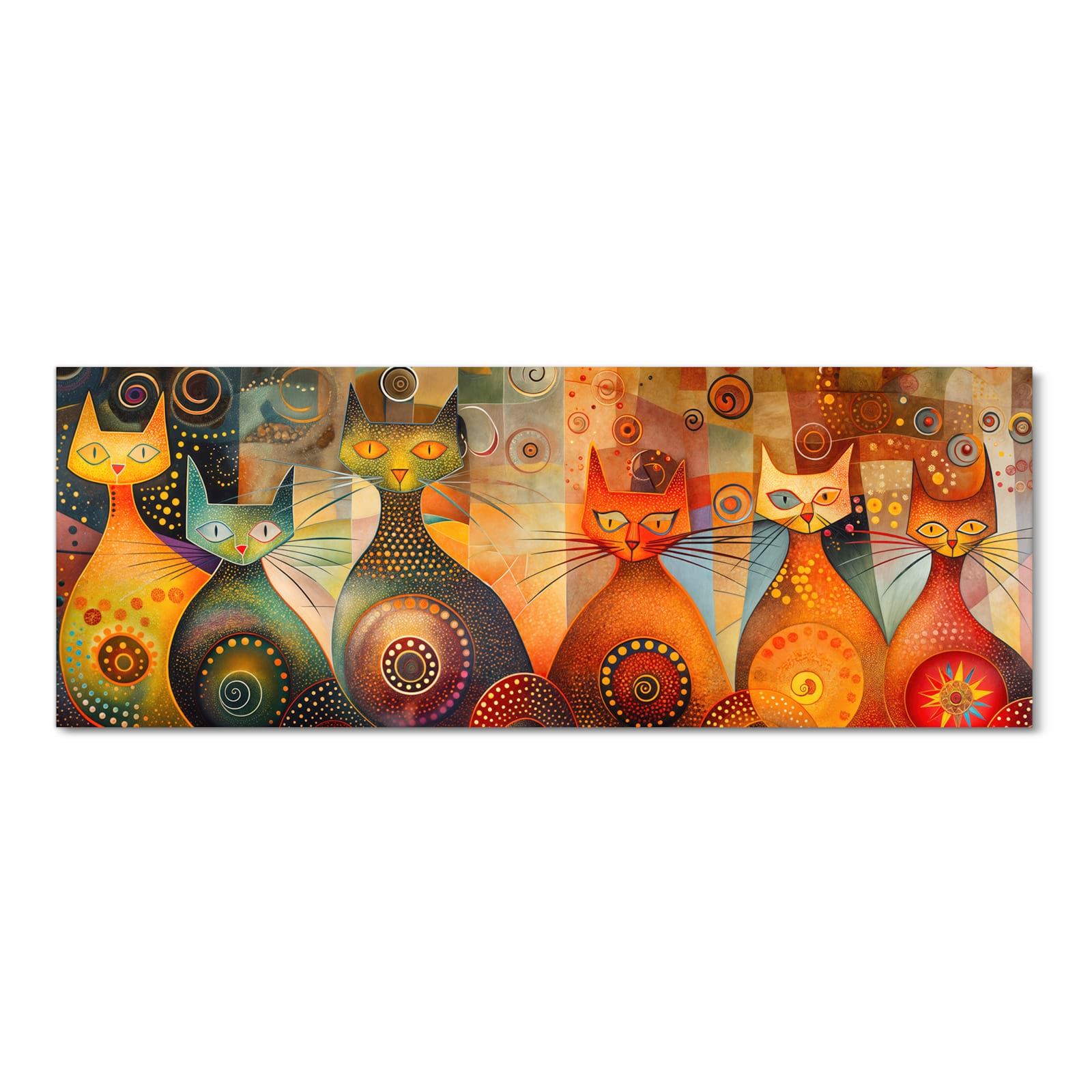 Rutschfester Küchenteppich mit Motiv Katzenkunstwerk in Frontansicht für Trittkomfort