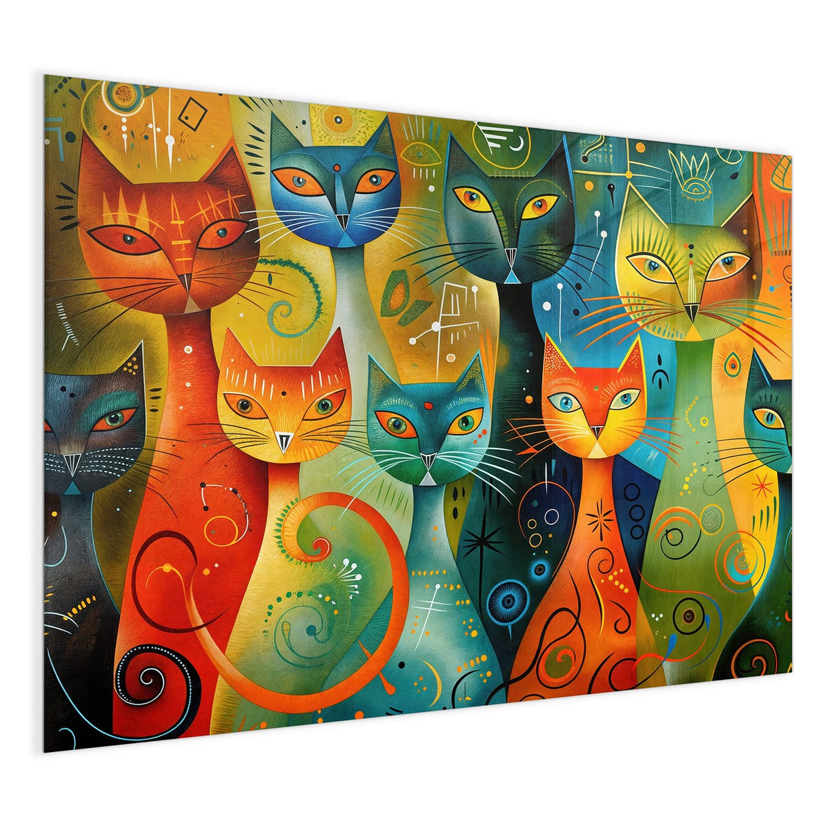 4 mm Glas statt lackiertem Blech – Glas Magnettafel - Gemusterte Katzen