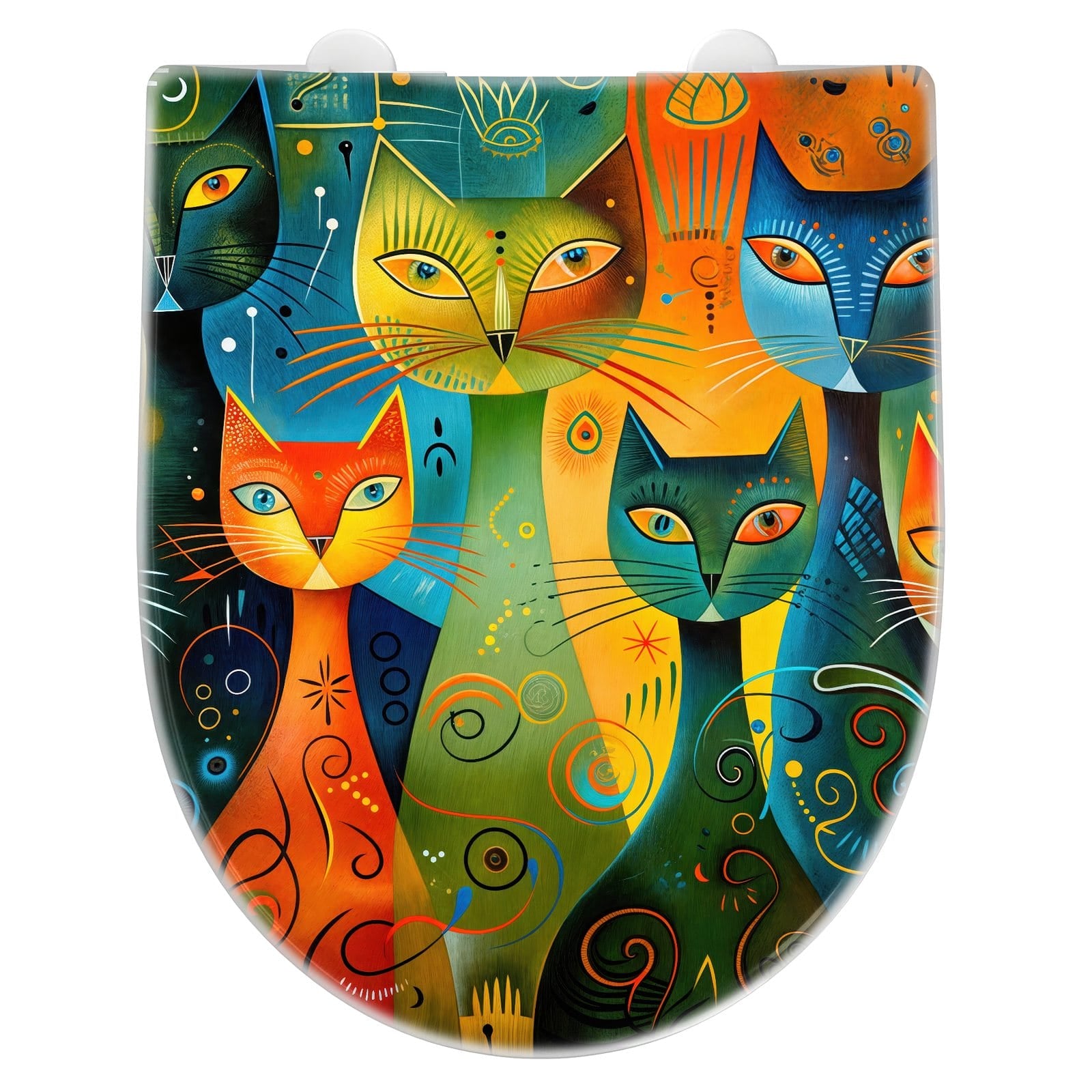 WC-Sitz mit Absenkautomatik Bunte Katzenkunst