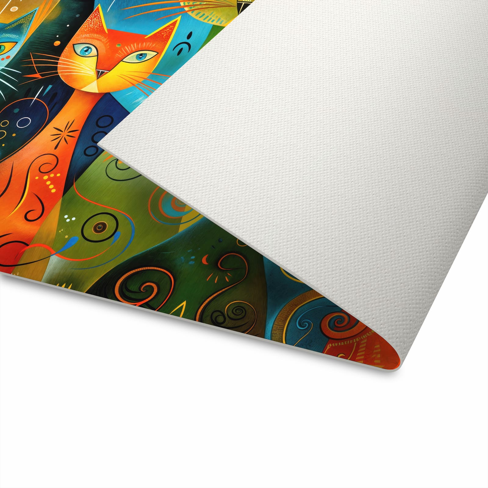 Hygienischer Küchenteppich mit Motiv Bunte Katzenkunst in der Unterseite waschbar