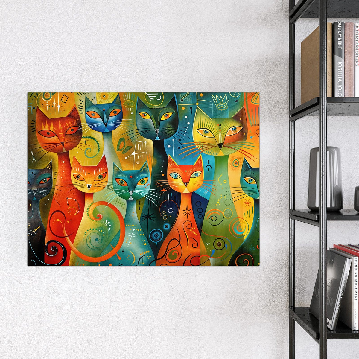 9 Größen – von 30 × 30 bis 120 × 90 cm – Glas Magnettafel - Gemusterte Katzen