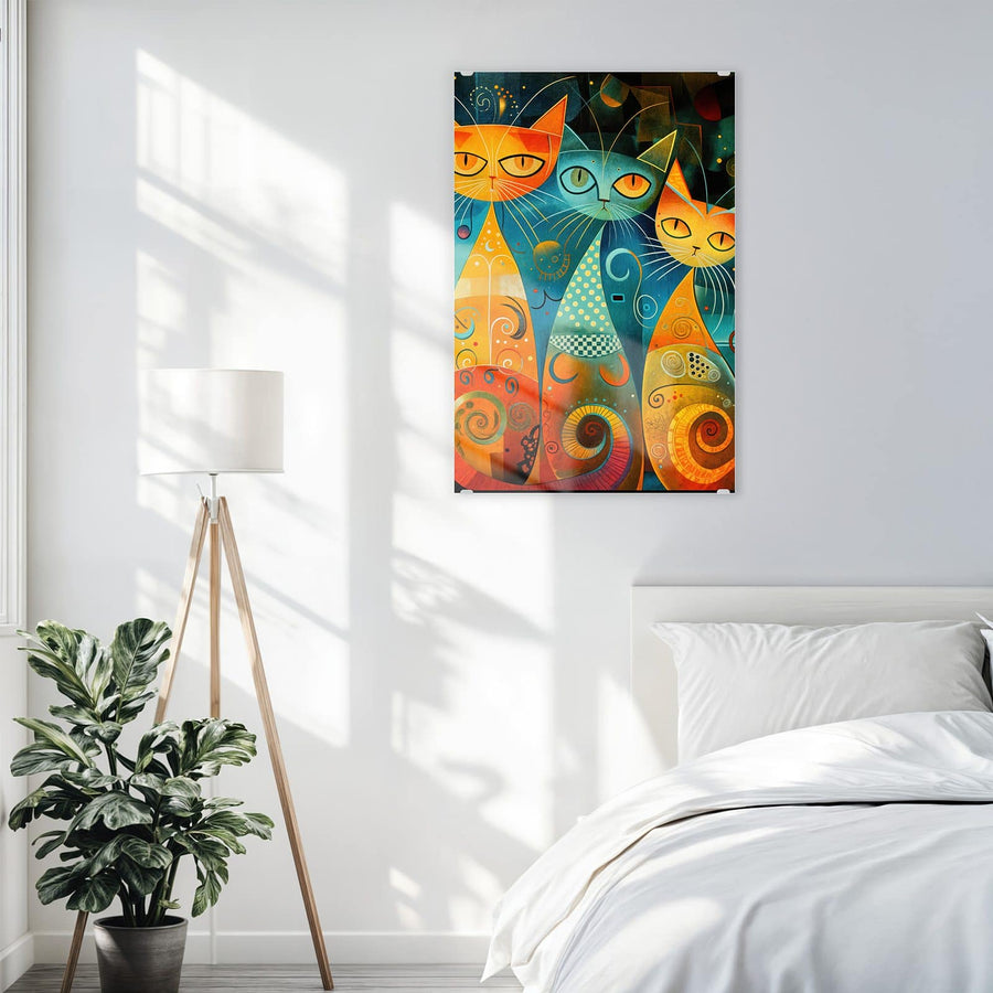 Maße Wandbild - Verspielte Katzen - Hochformat