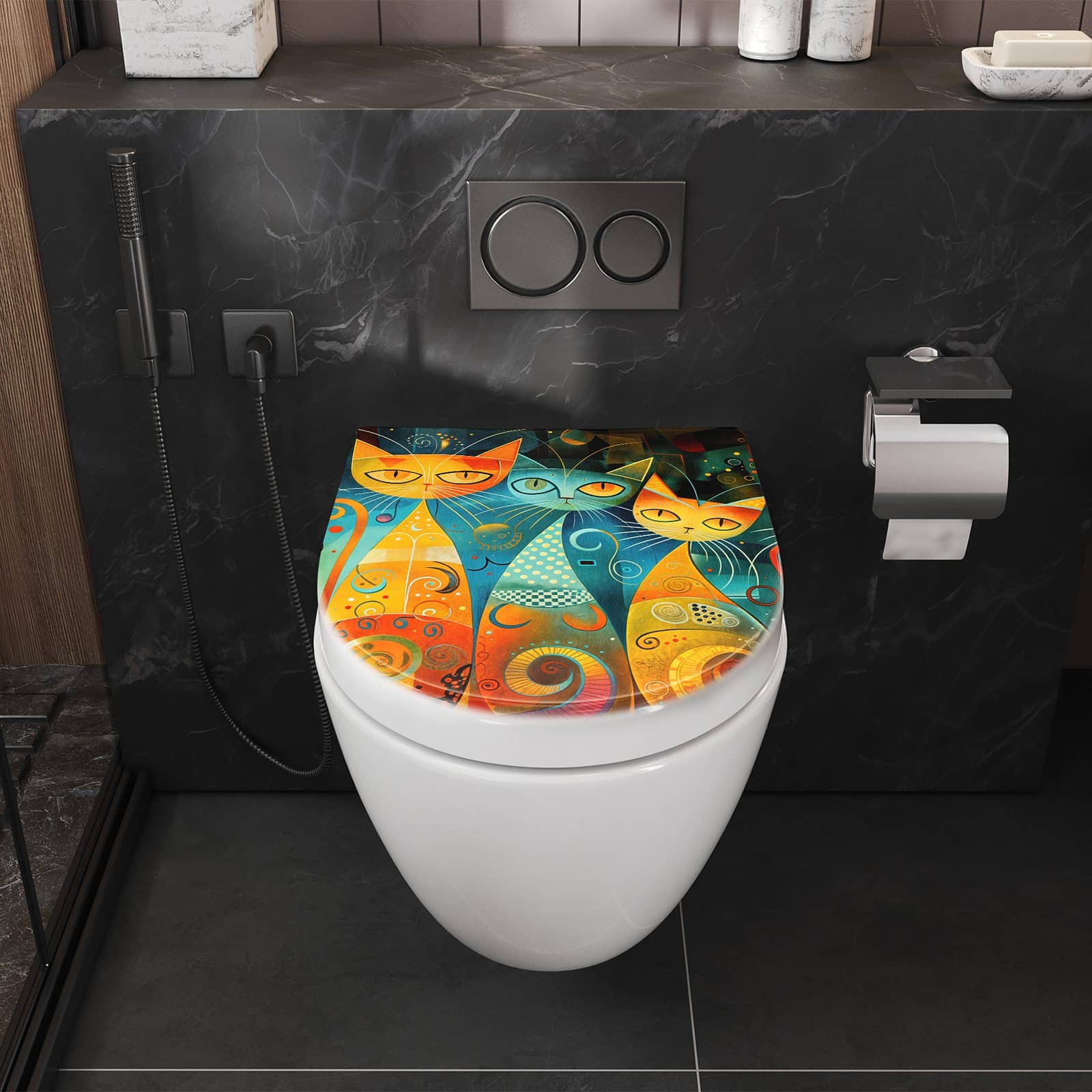 WC-Sitz mit Absenkautomatik Katzenkunst von Bunte