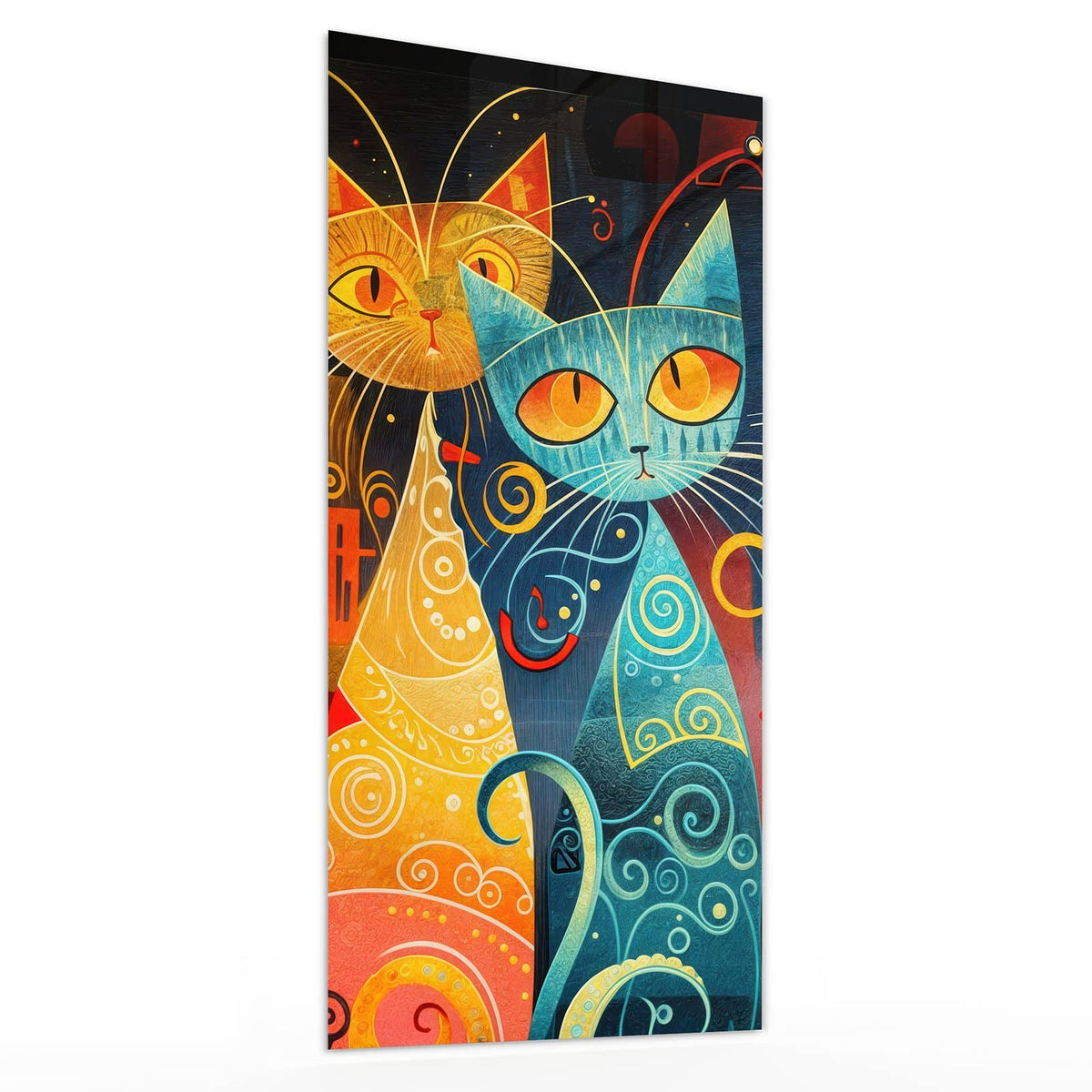 Glasbild Verspielte Katzen von der Seite, 4 mm Echtglas