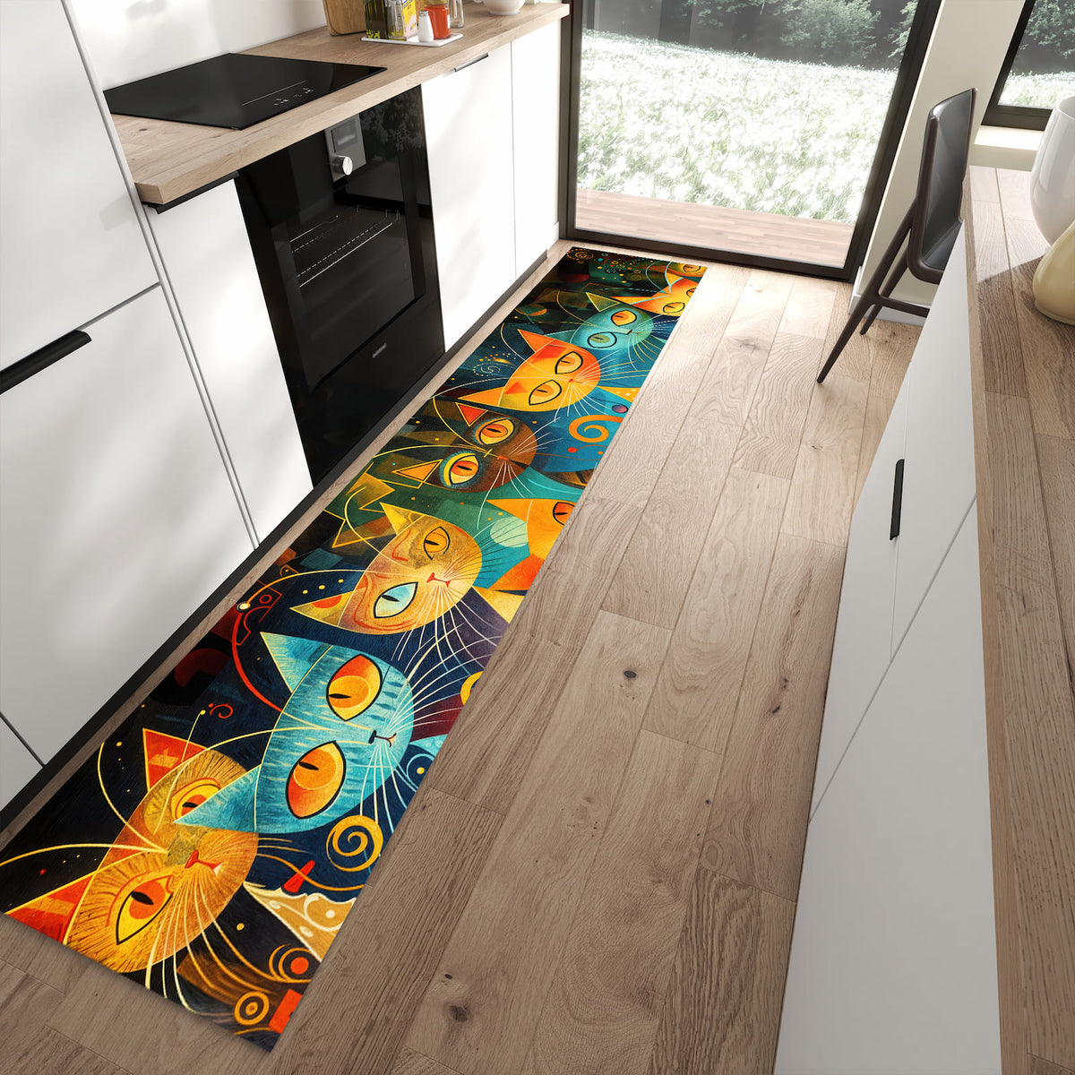 13 Größen – von 60 × 90 bis 80 × 300 cm – Küchenläufer - Verspielte Katzen