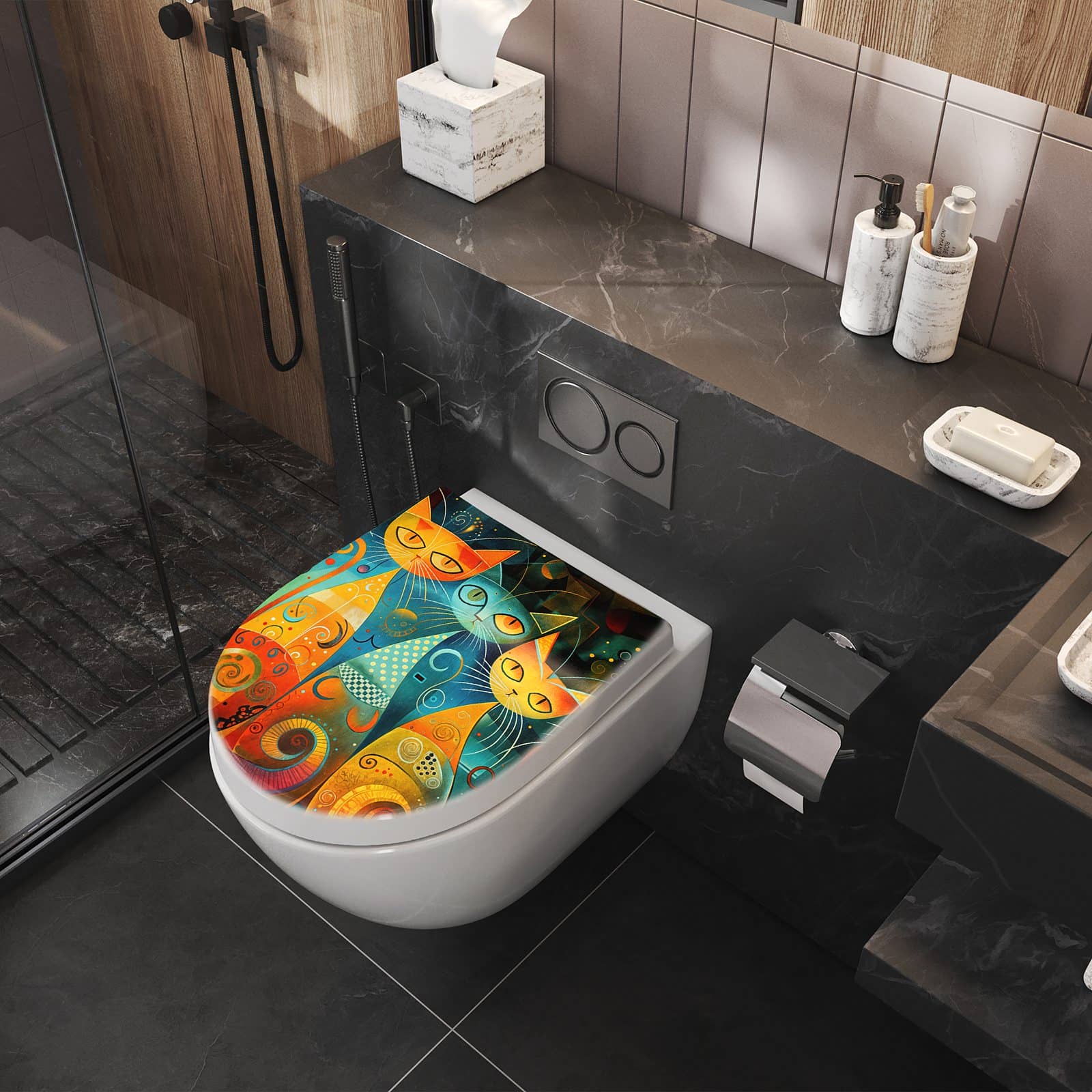 WC-Sitz mit Absenkautomatik Katzenkunst von Bunte