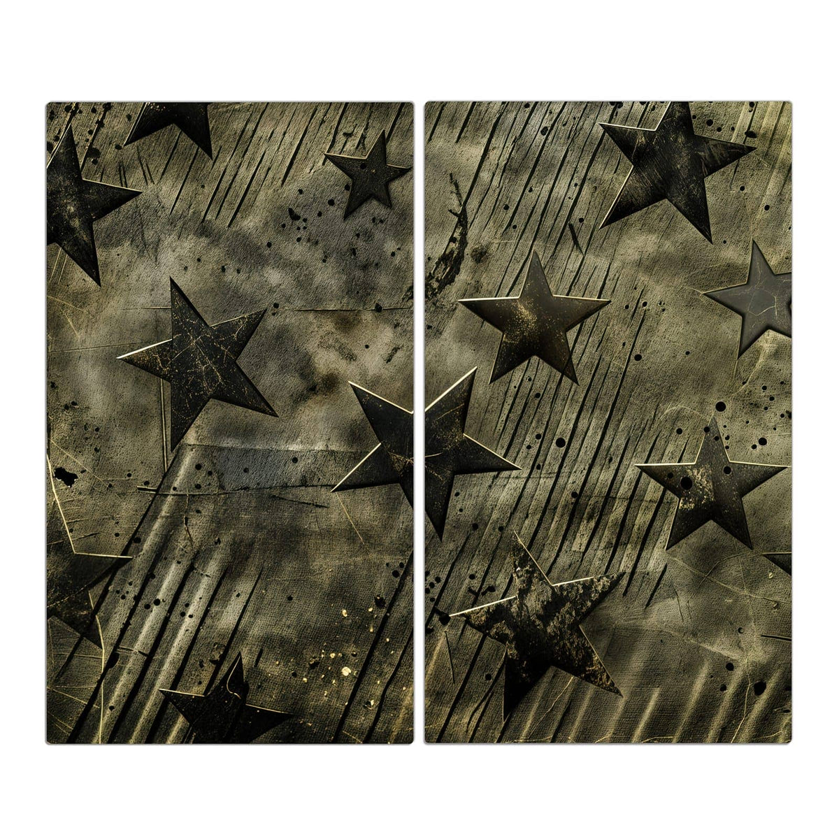 2-teilige Glasplatte für Herd mit Sternenhimmel-Motiv in der Frontansicht #grösse_2-Teilig (60x52cm)