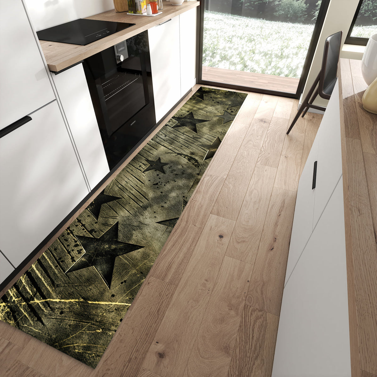 13 Größen – von 60 × 90 bis 80 × 300 cm – Küchenläufer - Verwitterte Sterne