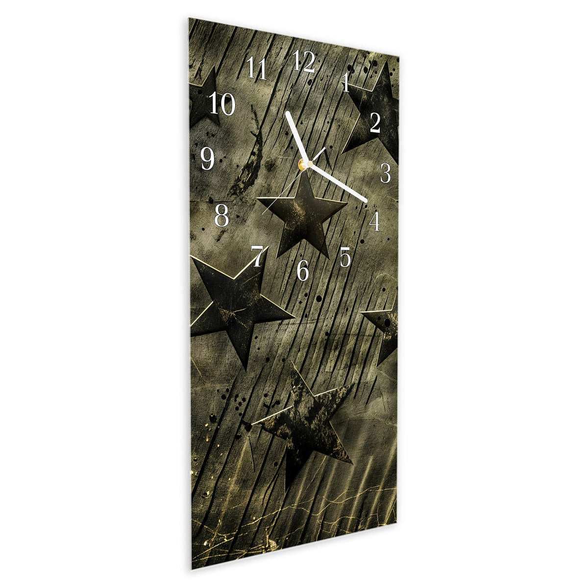 Vormontiert – mit Schwebeeffekt – Wanduhr Sternenhimmel aus Glas – Hochformat 30 × 60 cm