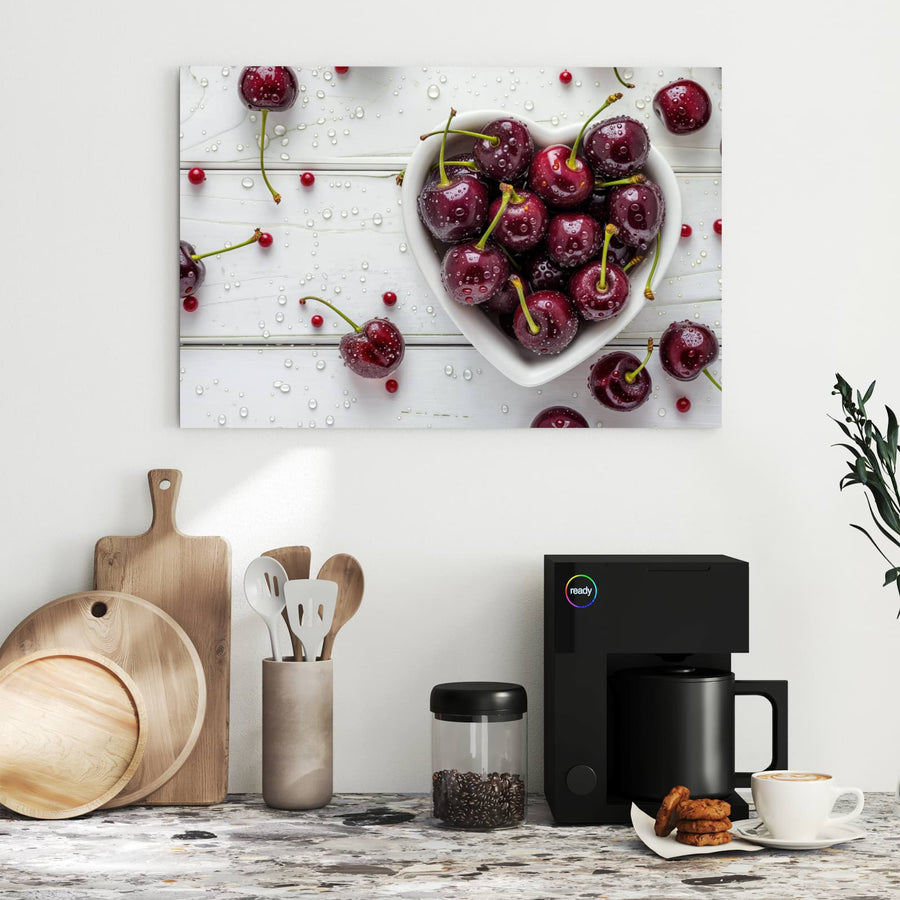 Maße Metall Magnettafel - Kirschen in Herzschale