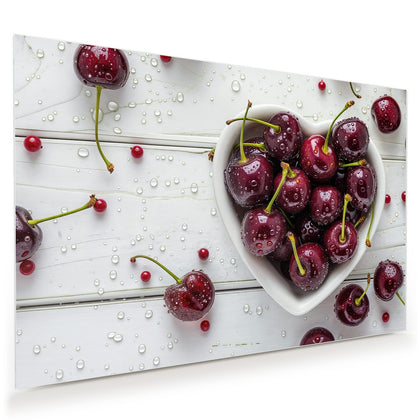 Wandbild mit dem Motiv Kirschen in Herzschale