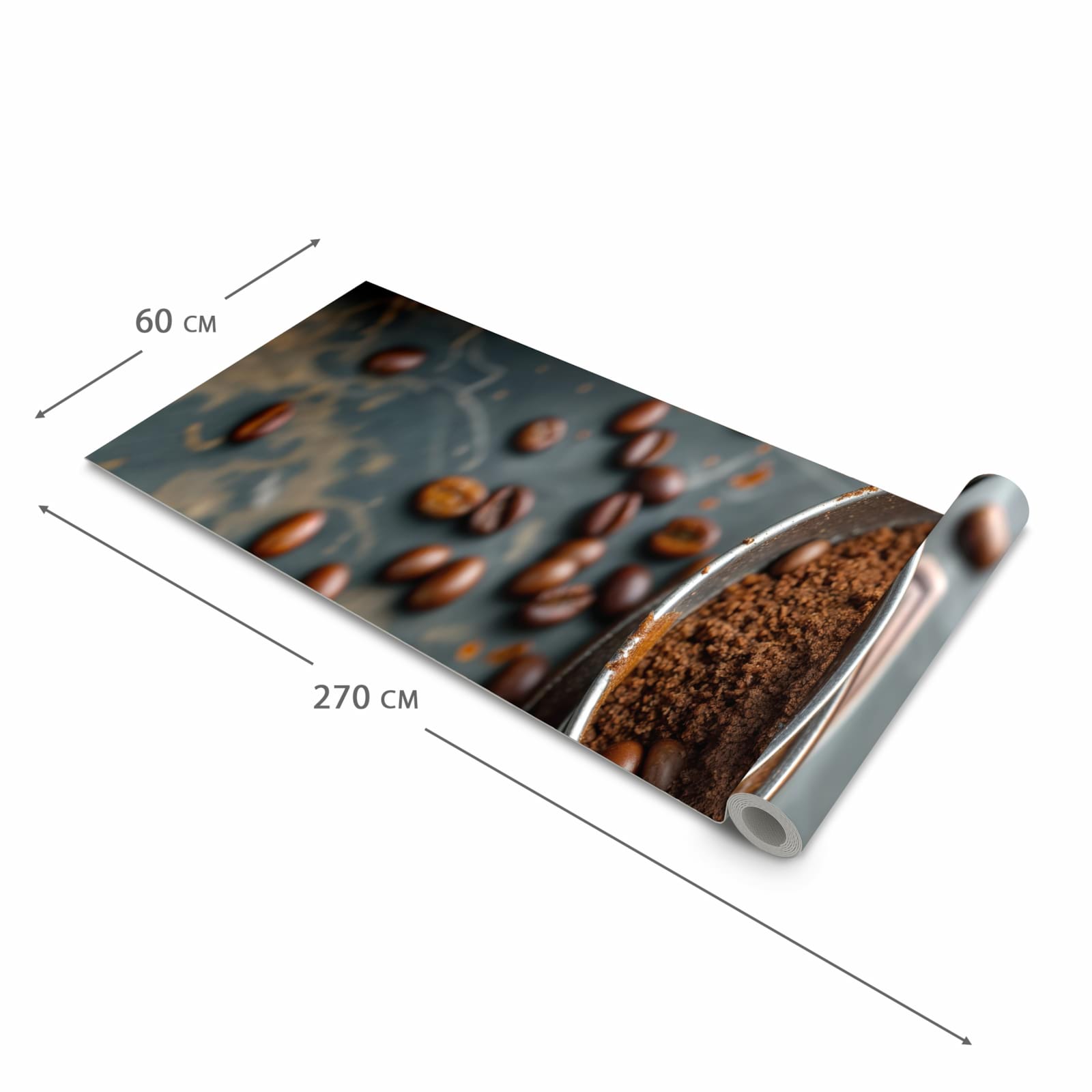 Bodenschonender rutschfester Küchenteppich mit Motiv Kaffeemühle in der Grösse 60x150 cm