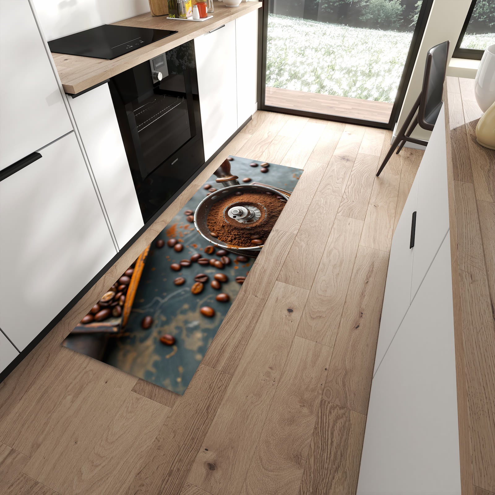 Küchenläufer mit Motiv Kaffeemühle für sicheren Stand im Eingangsbereich