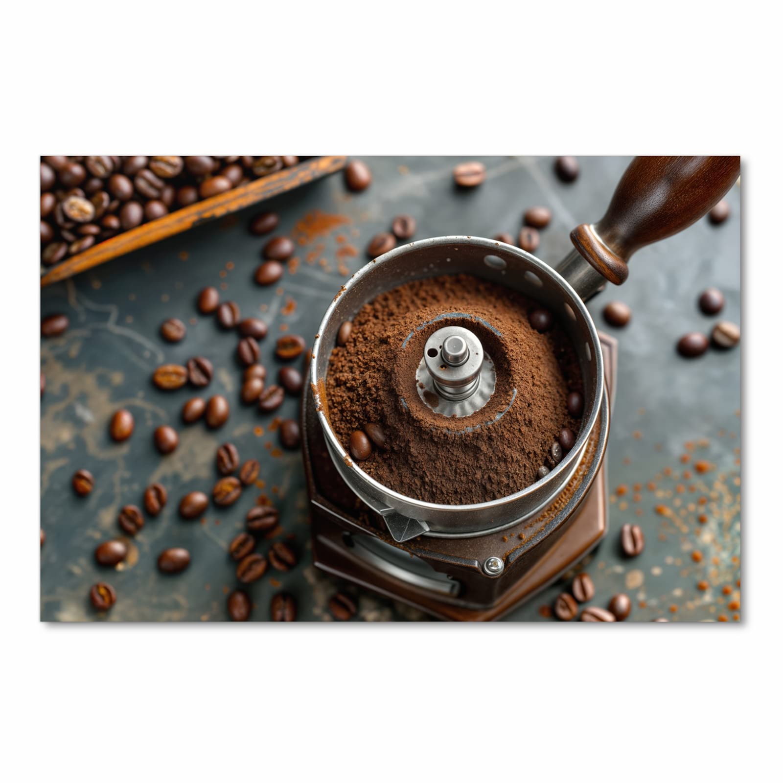 Geräuschdämpfender Bodenläufer mit Motiv Kaffeemühle in Frontansicht