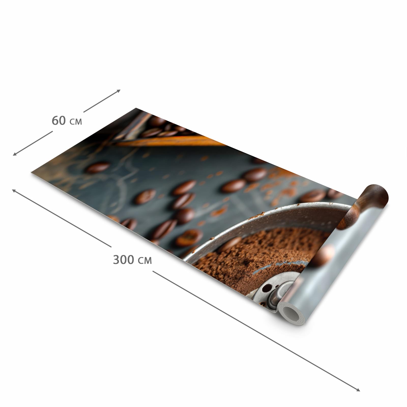 Dünner waschbarer Küchenteppich mit Motiv Kaffeemühle in der Grösse 60x150 cm