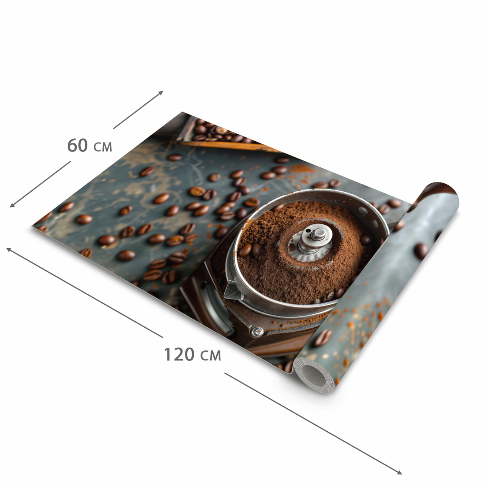 Waschbarer langer Teppich mit Motiv Kaffeemühle in der Größe 60x150 cm