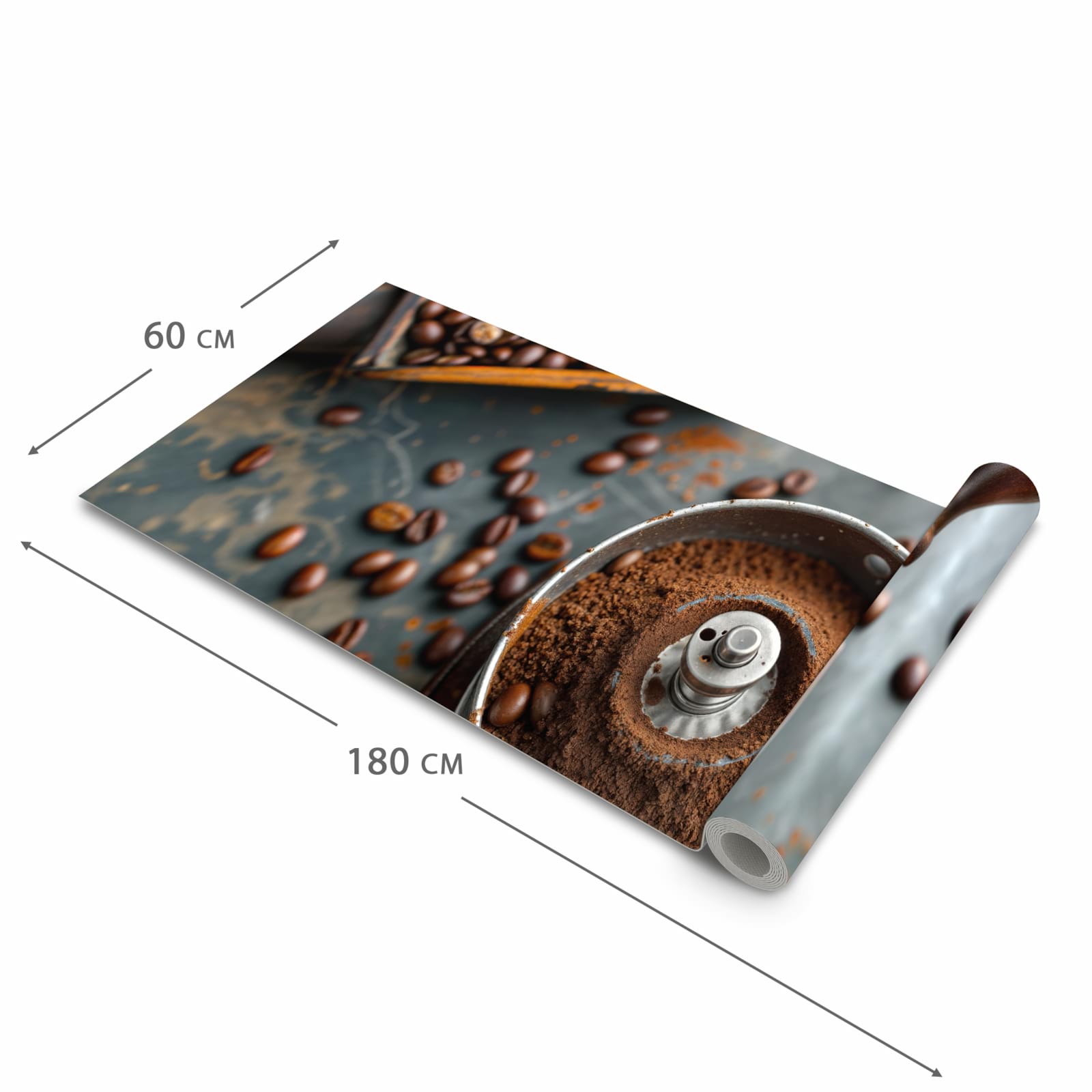 Rutschfester Läufer für Flur mit Motiv Kaffeemühle in der Grösse 60x150 cm