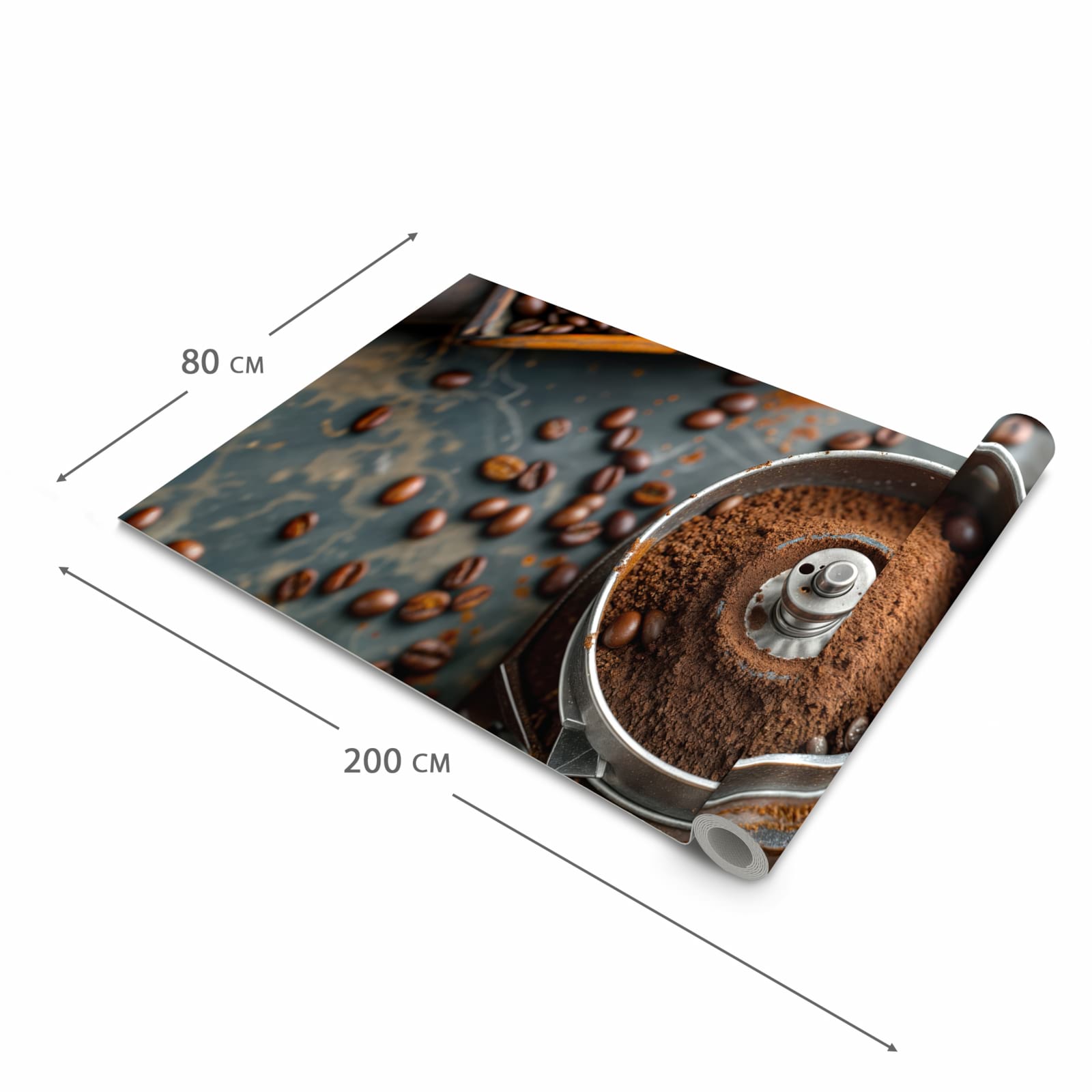 Farbbeständiger waschbarer Teppich Esstisch mit Motiv Kaffeemühle in der Grösse 60x150 cm