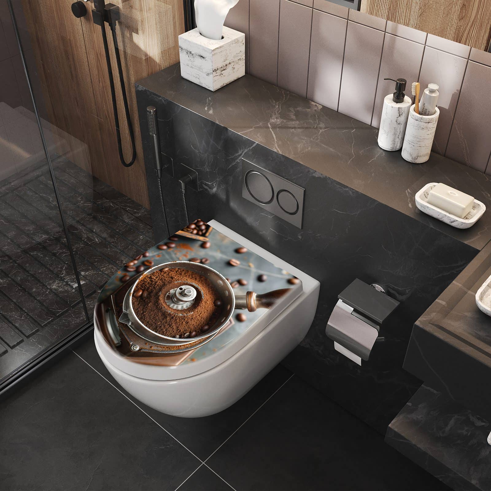 WC-Sitz mit Absenkautomatik Kaffeemühle