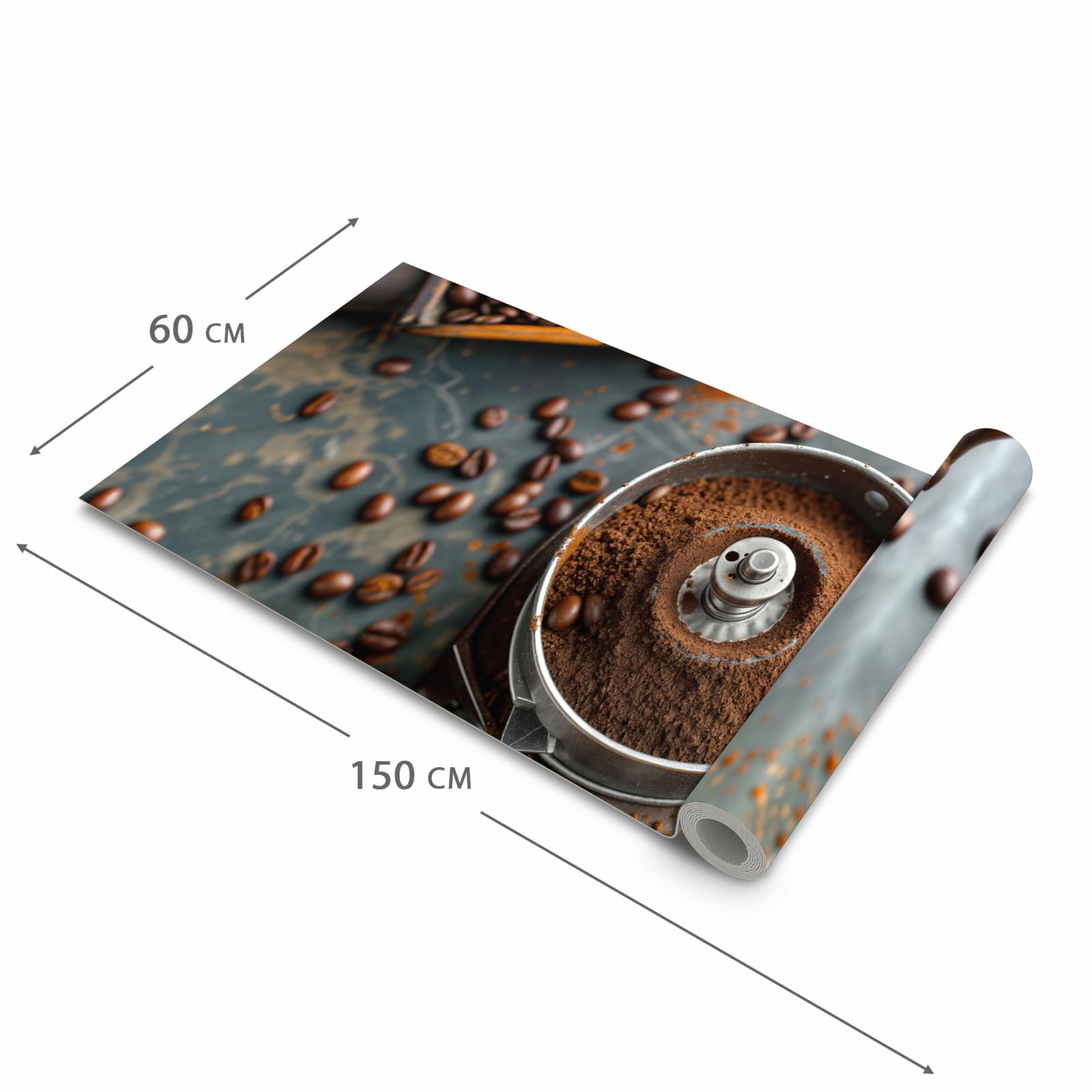 Langlebiger Läufer Eingangsbereich mit Motiv Kaffeemühle in der Grösse 60x150 cm