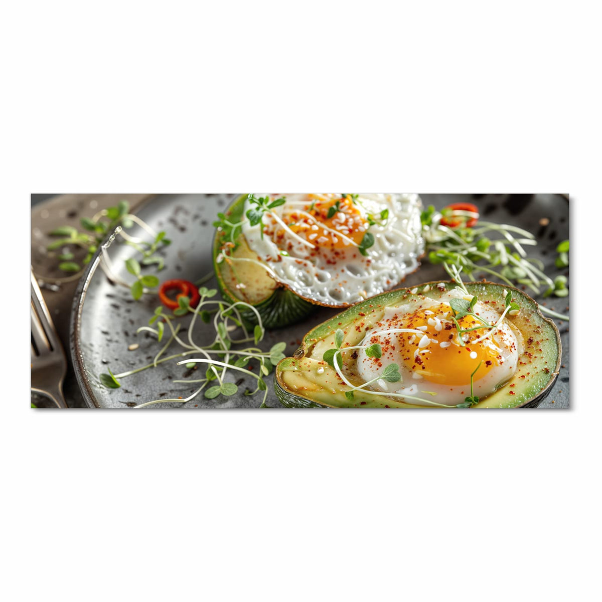 Rutschfester Küchenvorleger mit Motiv Avocado Frühstück in Frontansicht