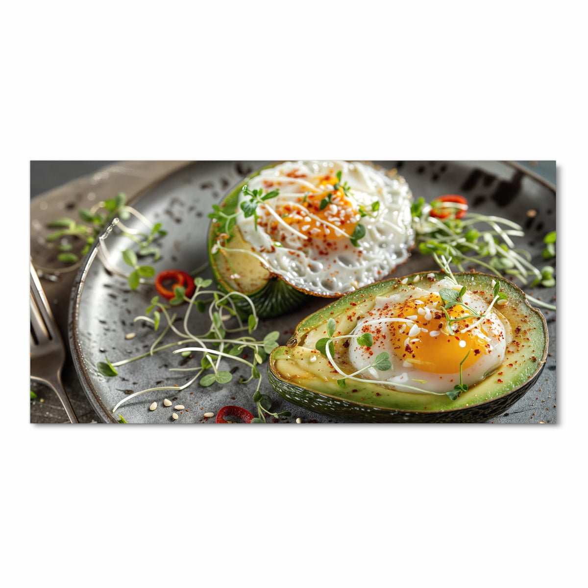 Komfortabler Küchenläufer mit Motiv Avocado Frühstück in Frontansicht