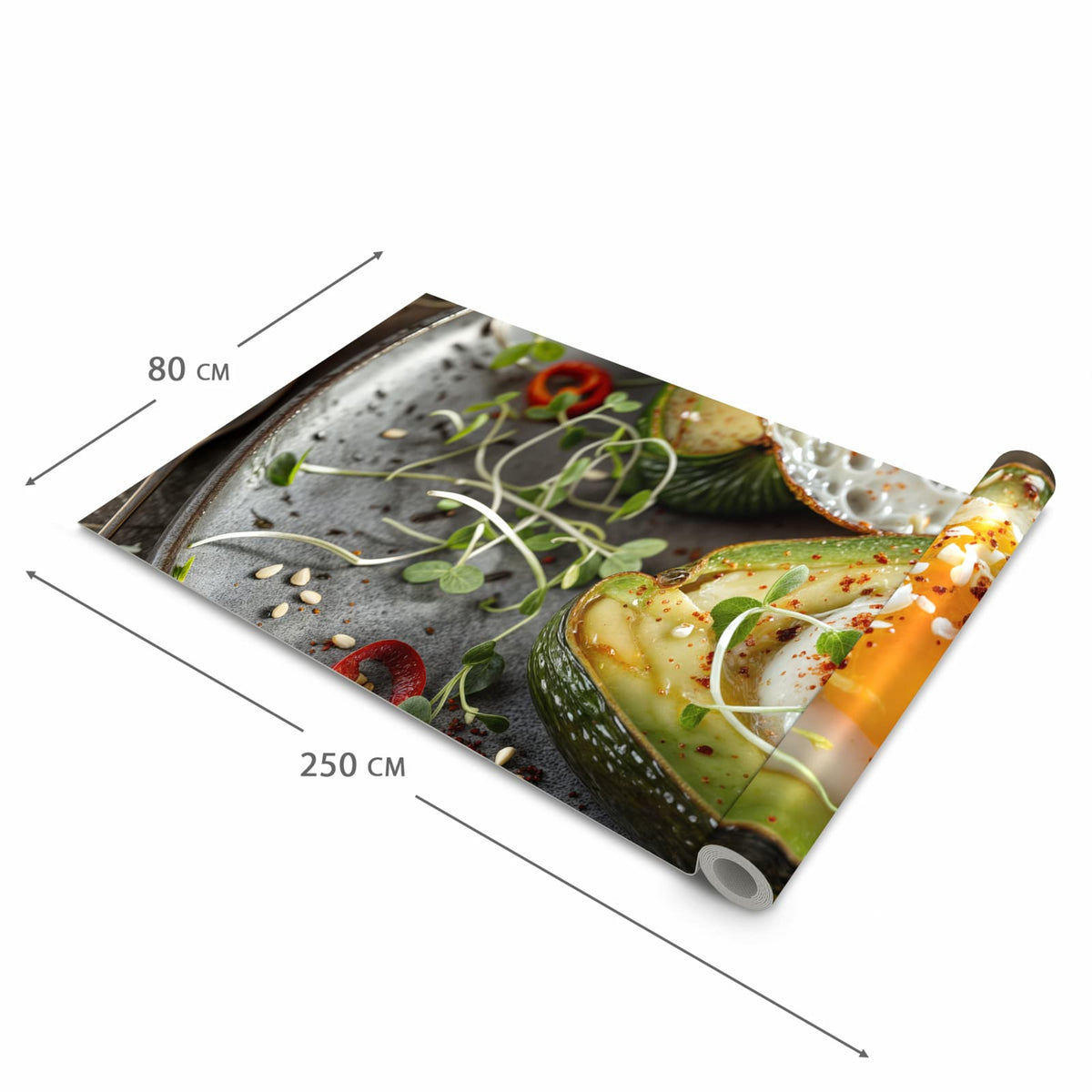 Rutschhemmender Küchenläufer mit Motiv Avocado Frühstück in der Größe 60x150 cm