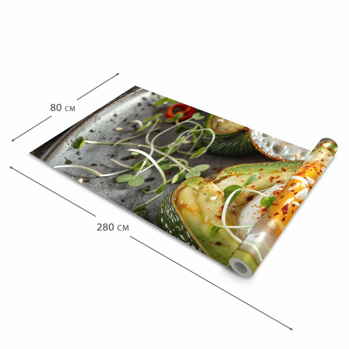 Pflegeleichter Küchenläufer mit Motiv Avocado Frühstück in der Grösse 60x150 cm