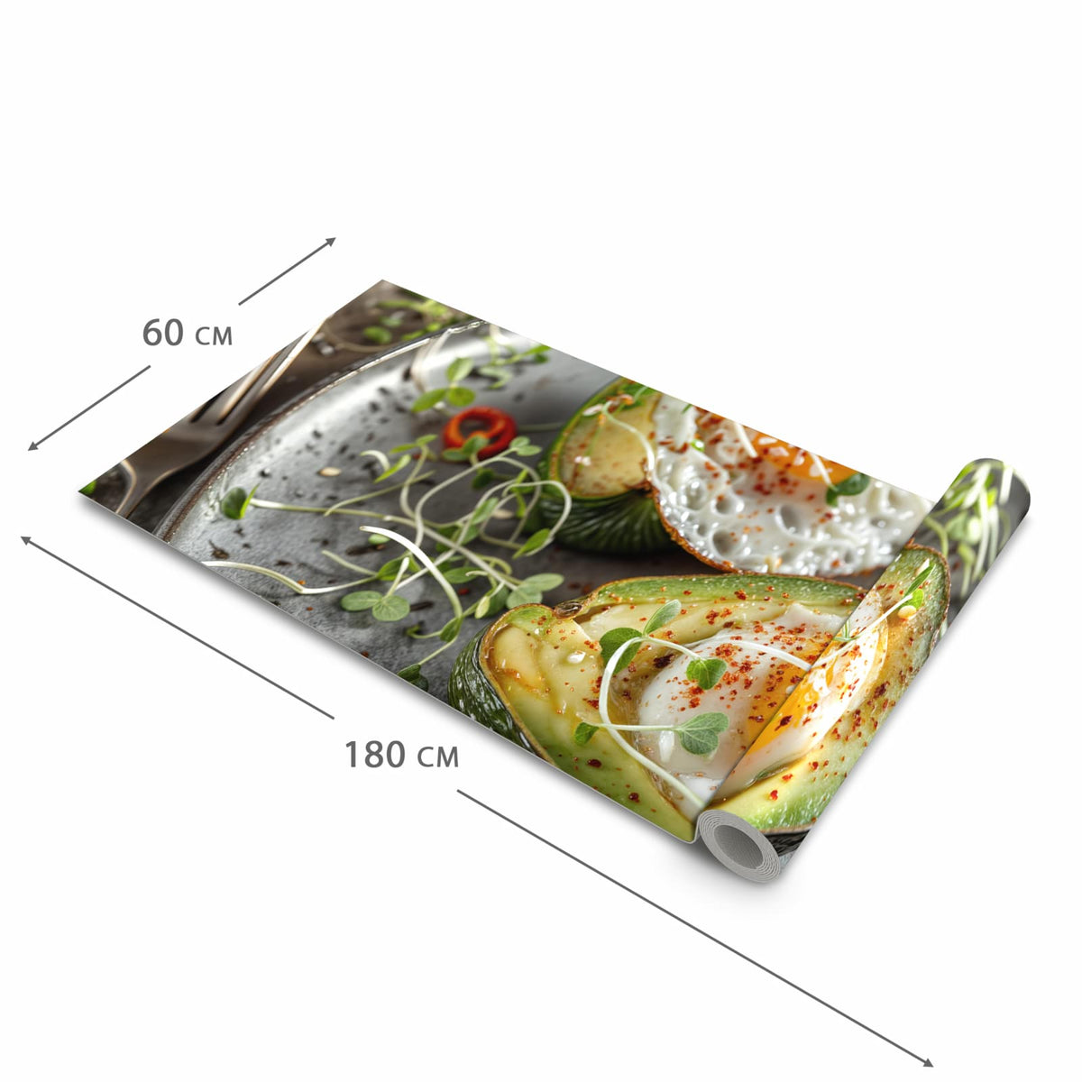 Schmutzabweisender Läufer für die Küche mit Motiv Avocado Frühstück in der Grösse 60x120 cm