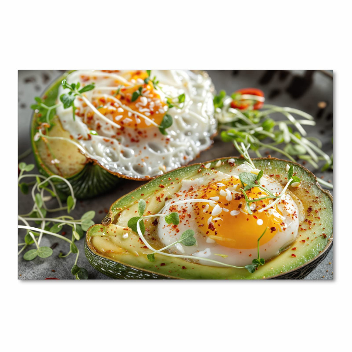 Waschbarer Küchenläufer mit Motiv Avocado Frühstück in Frontansicht