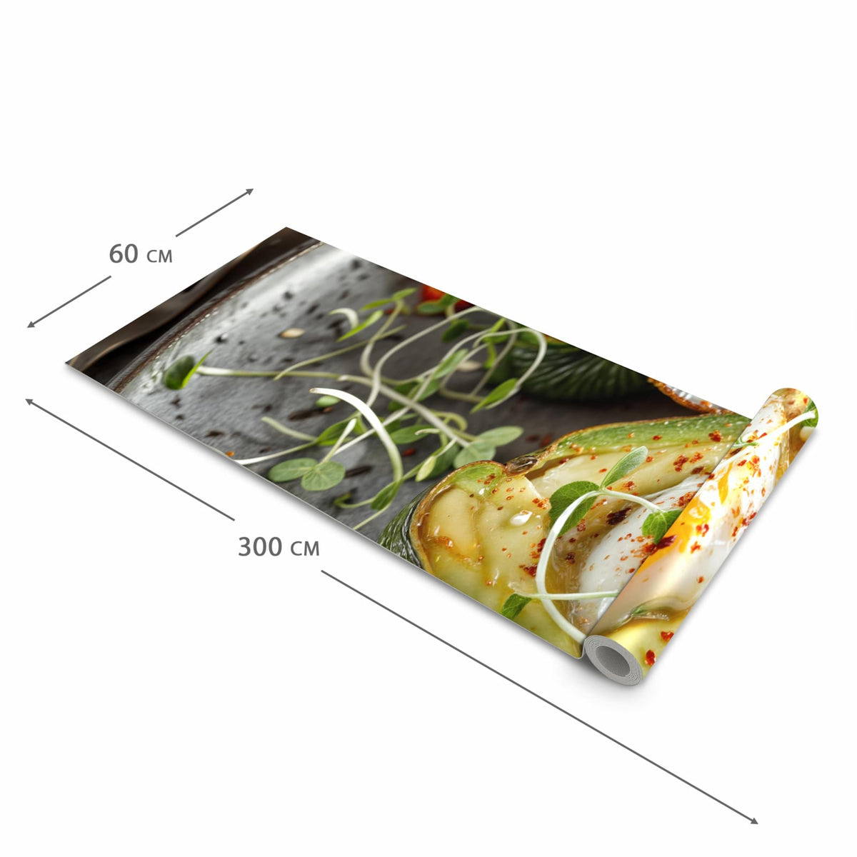 Flacher Küchenteppich mit Motiv Avocado Frühstück in der Grösse 60x150 cm