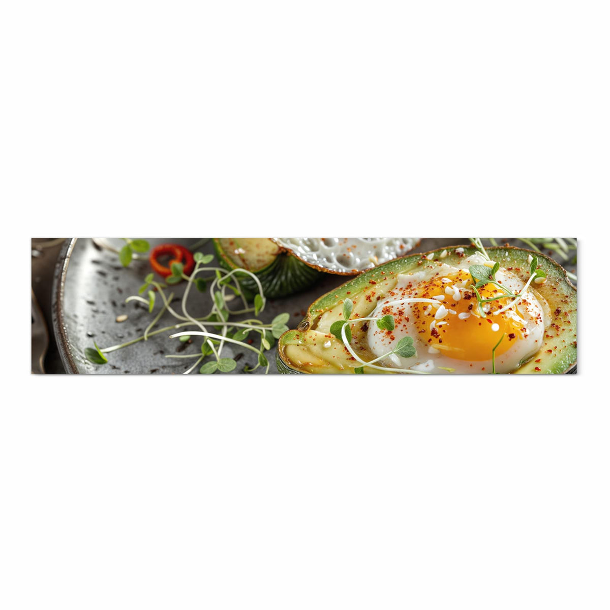 Küchenteppich mit Motiv Avocado Frühstück in Frontansicht für angenehme Haptik