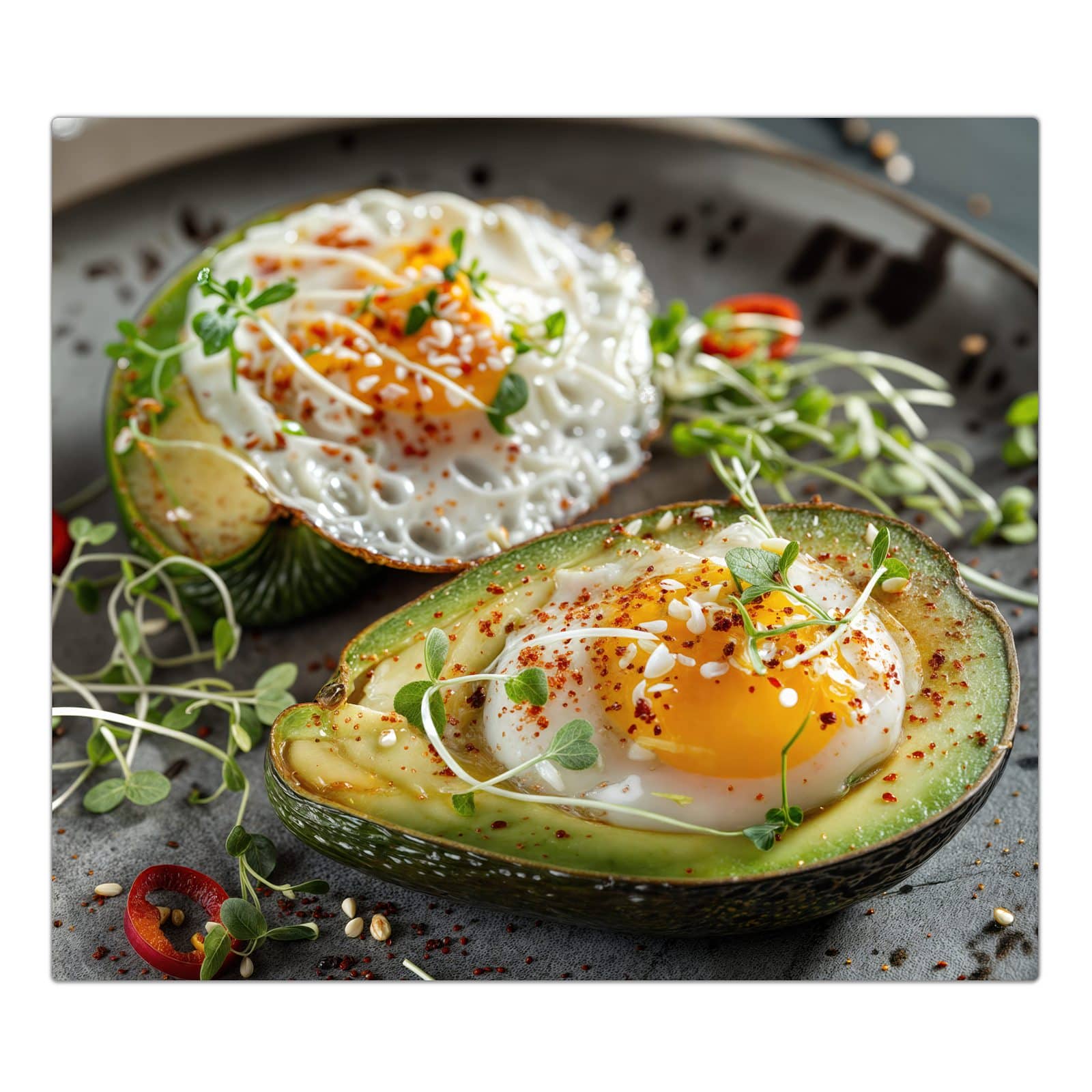 1-teilige Glasabdeckplatte für Ceranfeld mit Avocado Frühstück-Motiv in der Frontansicht #grösse_1-Teilig (60x52cm)