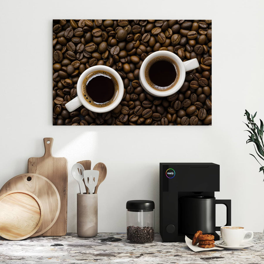 Maße Metall Magnettafel - Kaffeebohnen und Tassen