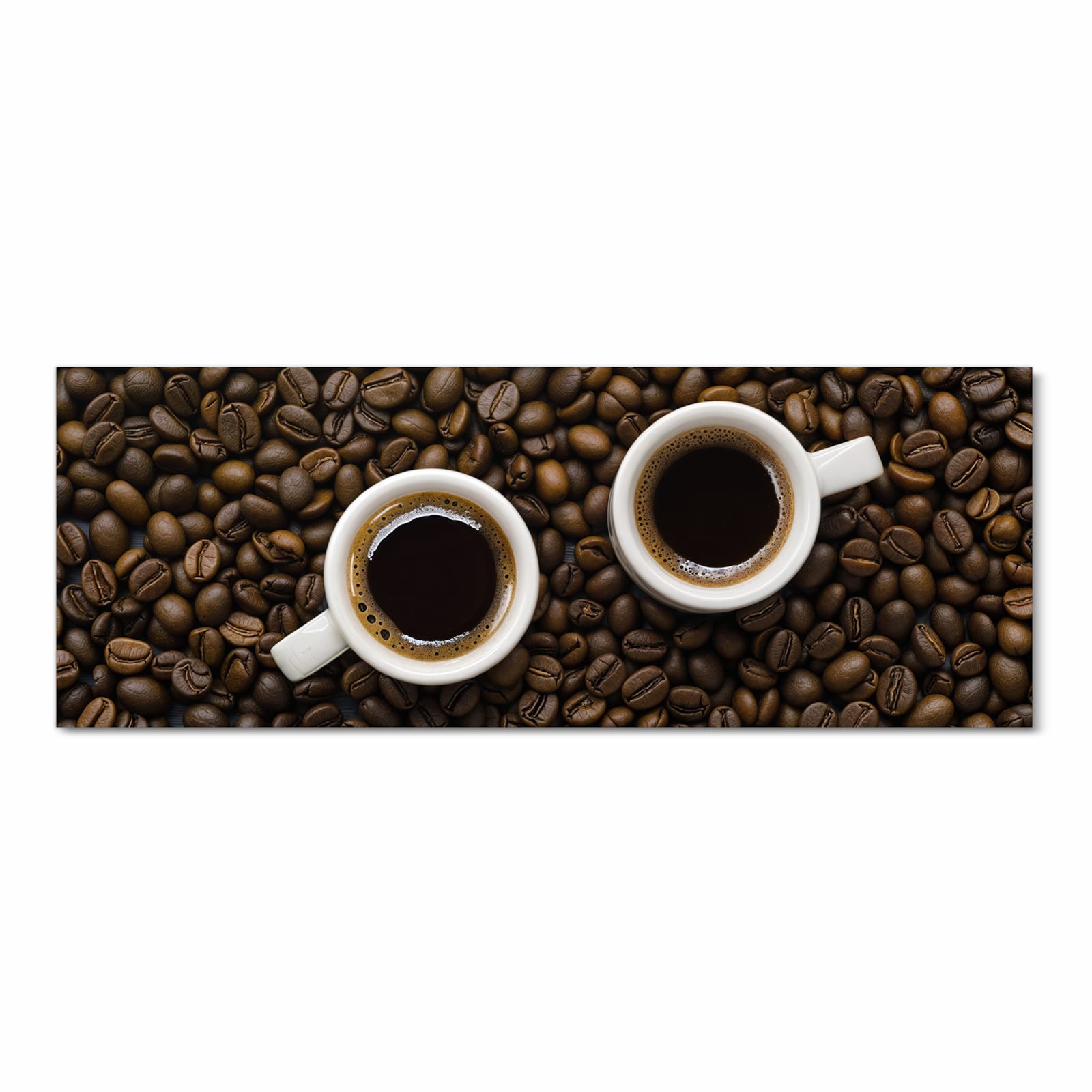 Pflegeleichter Küchenläufer mit Motiv Kaffeebohnen und Tassen in Frontansicht