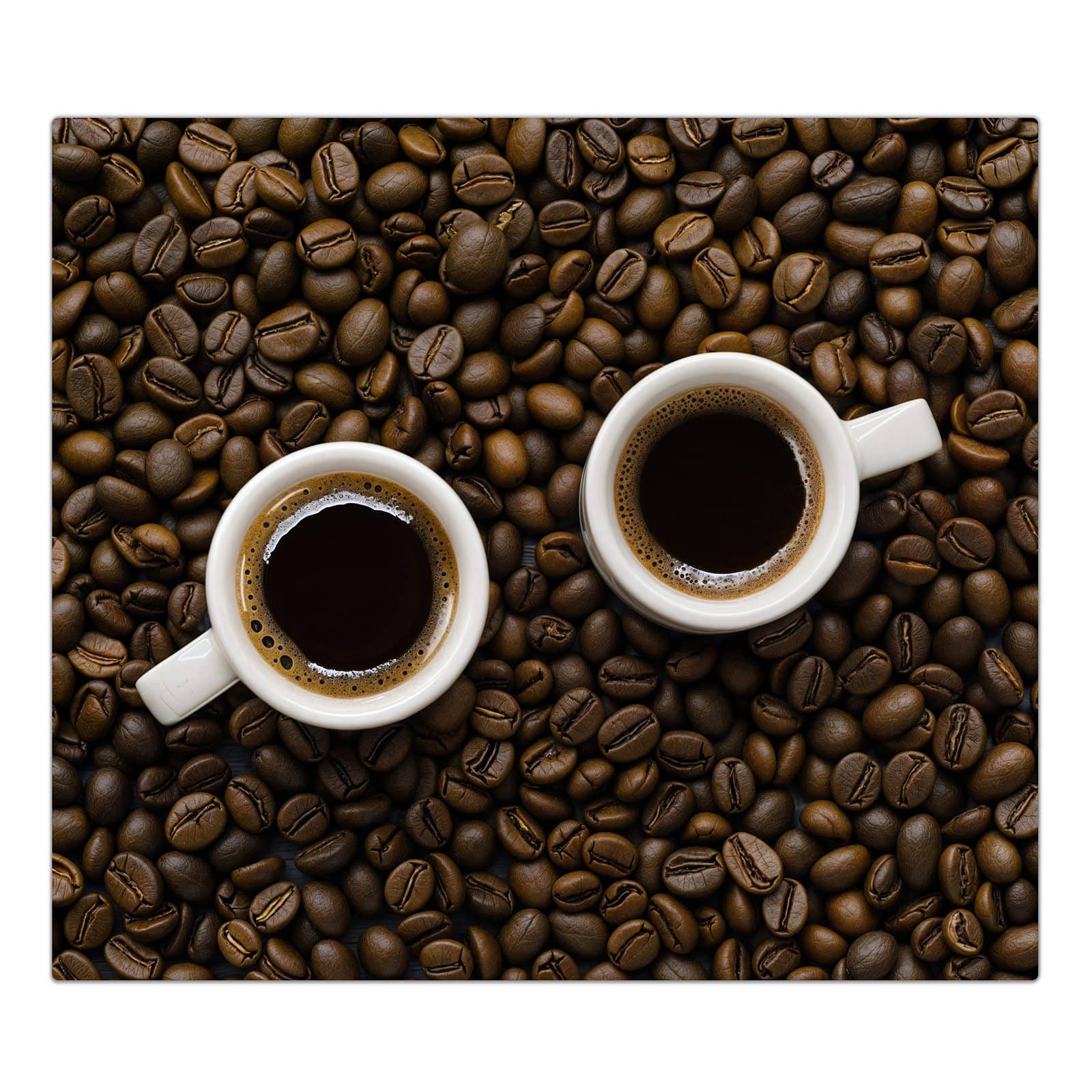 1-teilige Abdeckplatten Ceranfeld mit Kaffeebohnen und Tassen-Motiv in der Frontansicht #grösse_1-Teilig (60x52cm)