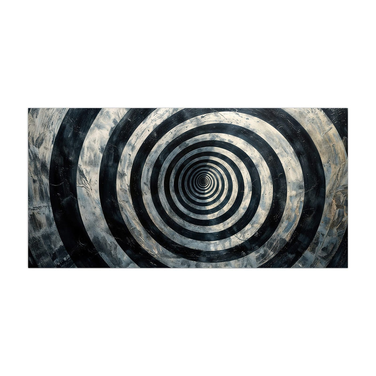 Küchenrückwand aus Glas Kreise in Schwarz-Weiß im Hochformat, Motiv bildfüllend von vorn