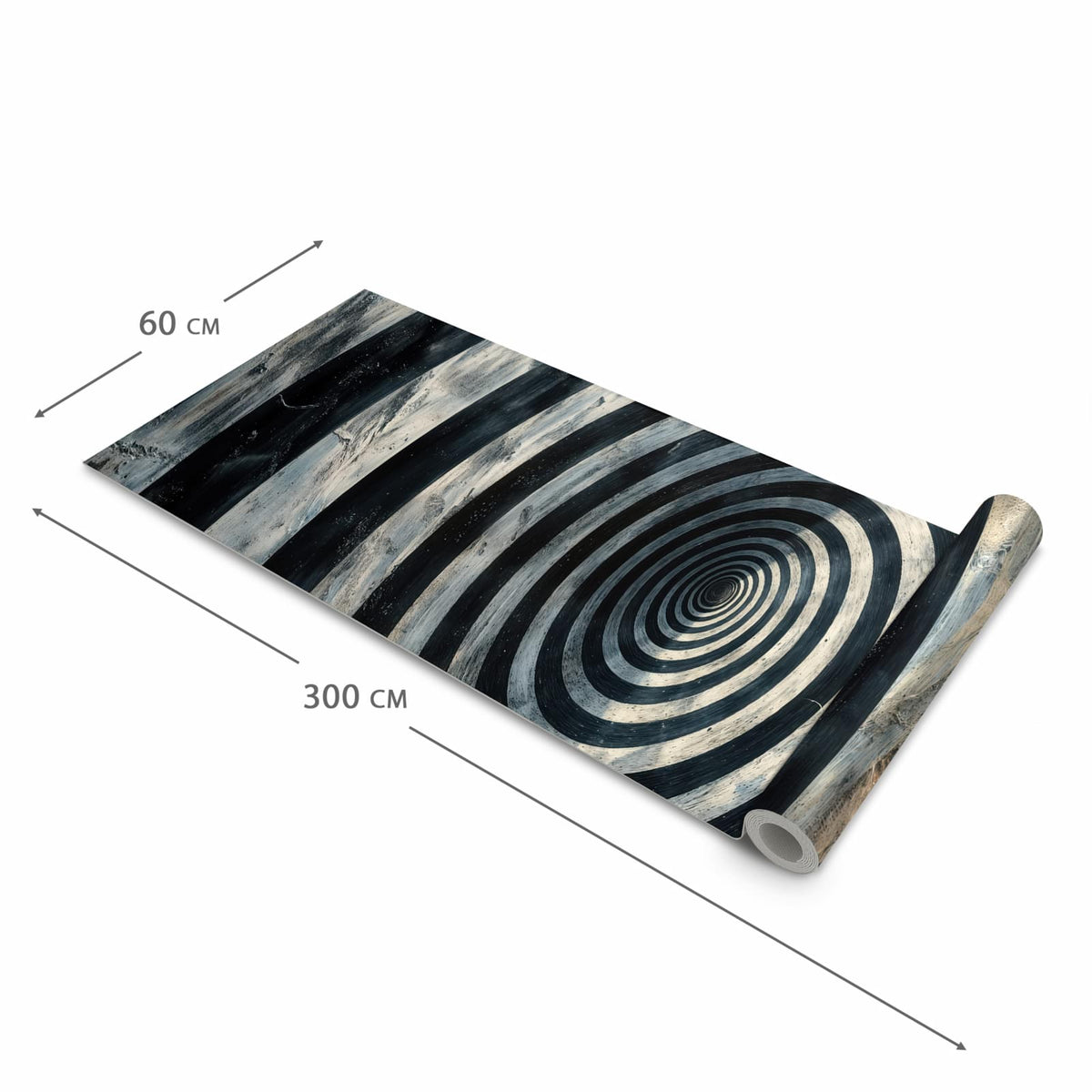 Komfortabler waschbarer Küchenteppich mit Motiv Hypnotische Spirale in der Grösse 60x120 cm