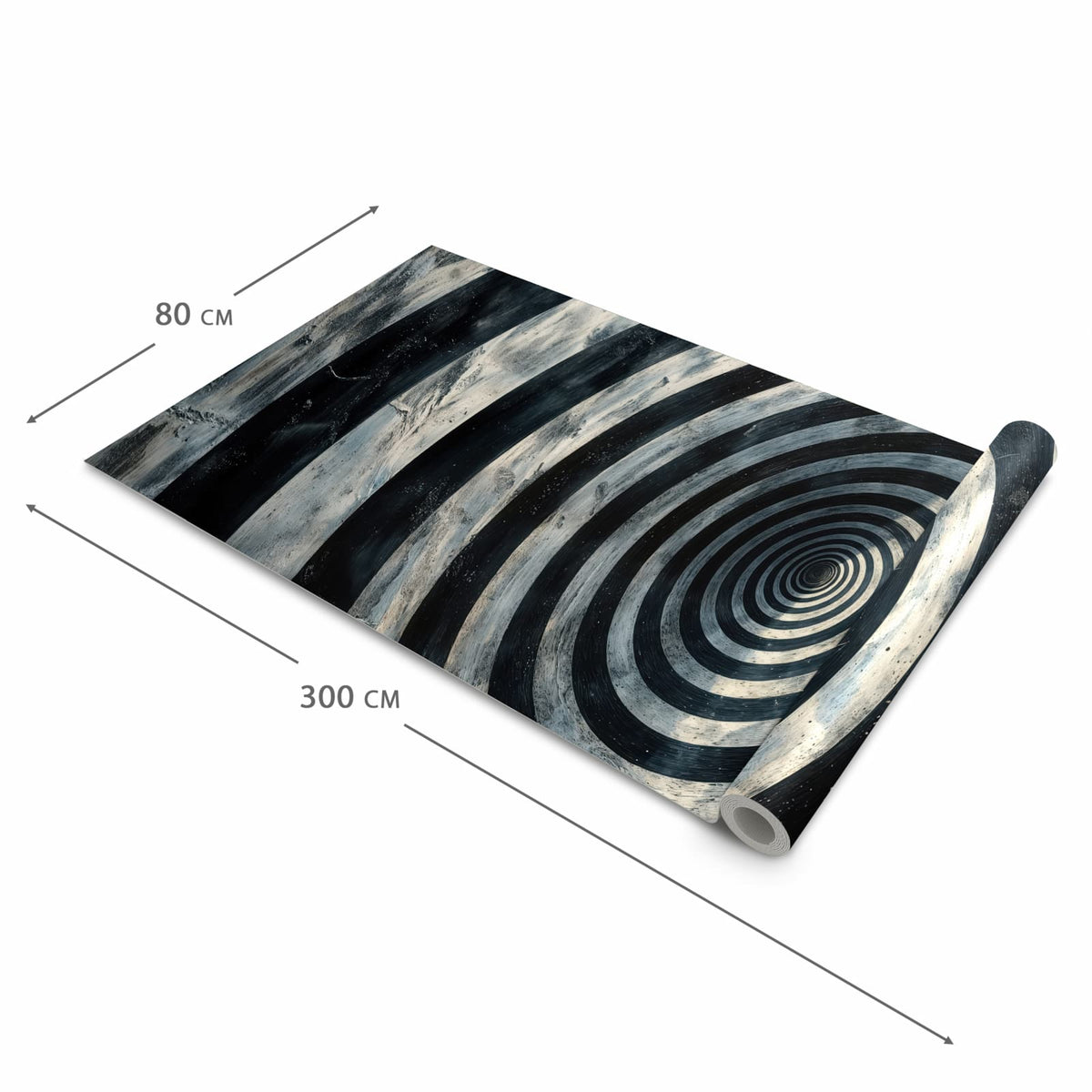 Strapazierfähiger rutschfester Küchenläufer mit Motiv Hypnotische Spirale in der Größe 60x120 cm
