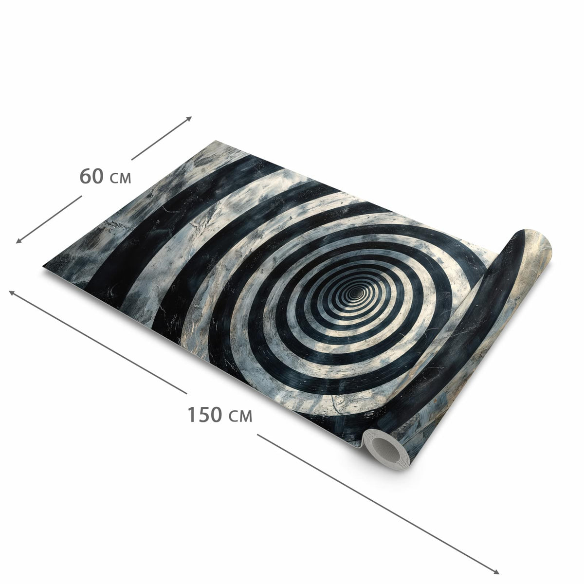 Geruchsneutraler Küchenteppich mit Motiv Hypnotische Spirale in der Grösse 60x120 cm zum Waschen