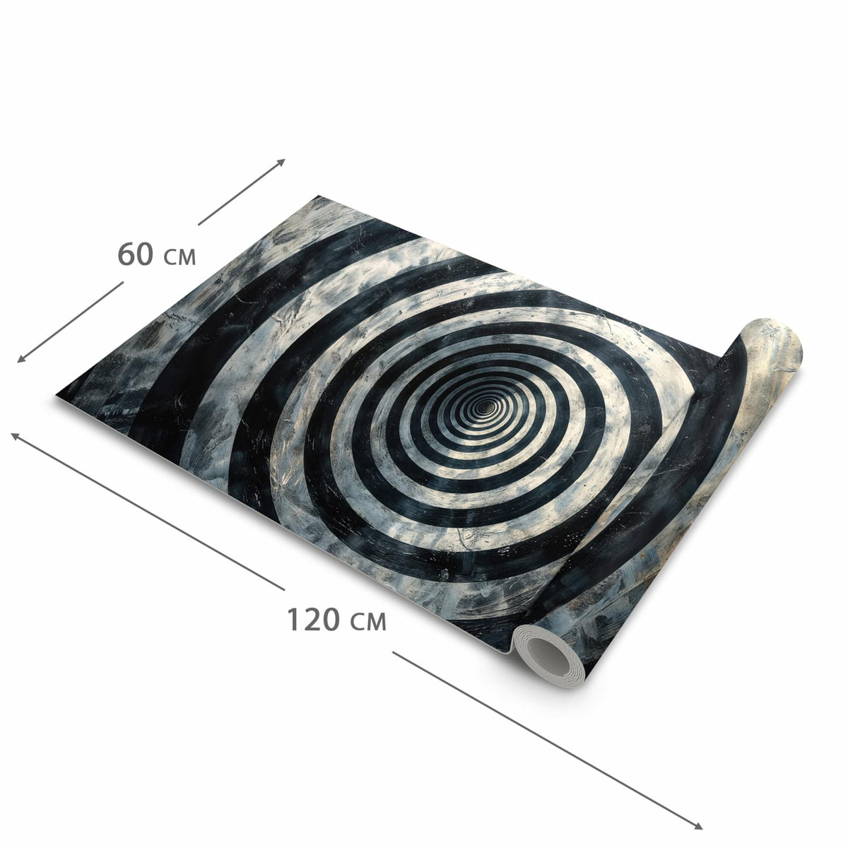 Schmutzabweisender Küchenteppich mit Motiv Hypnotische Spirale in der Grösse 60x120 cm