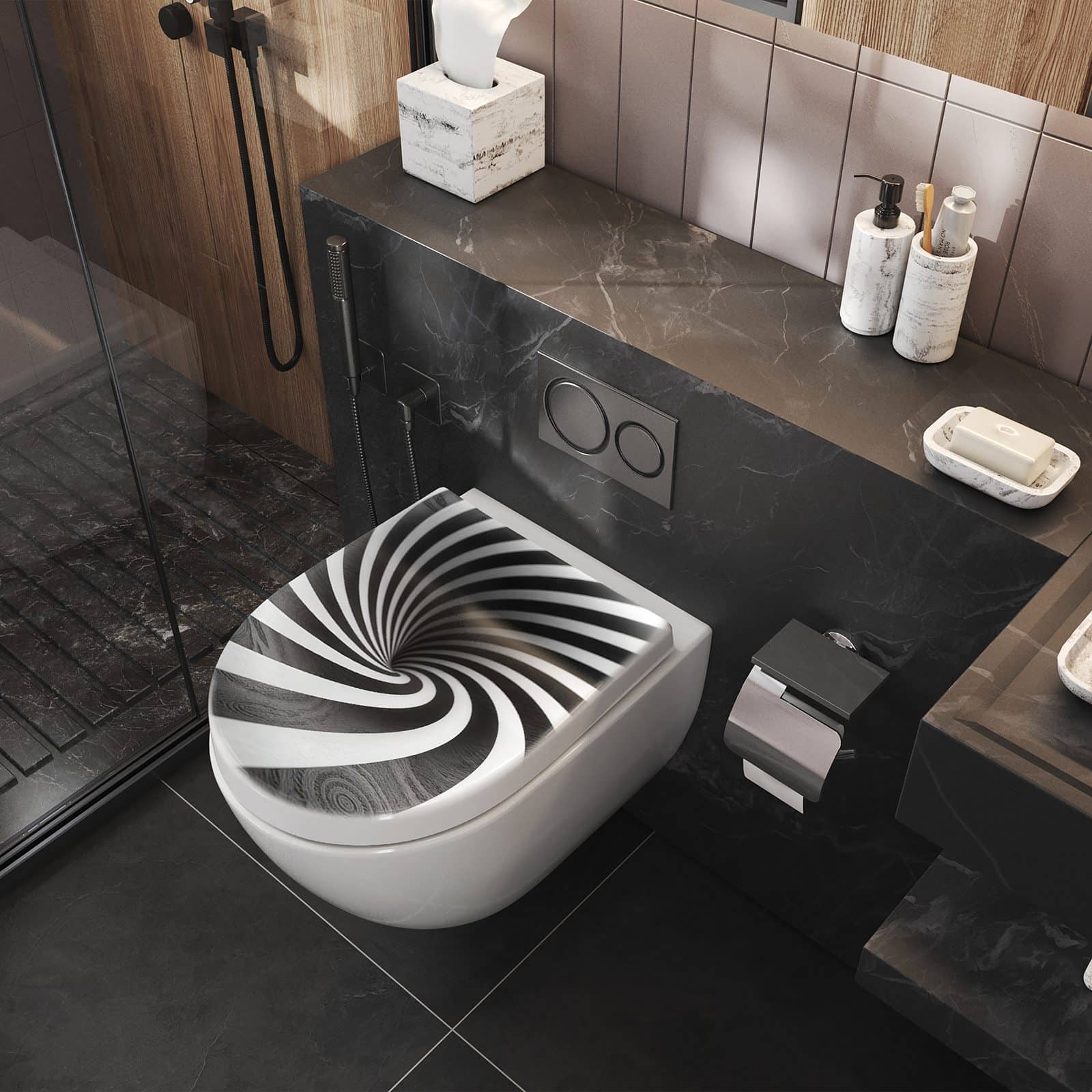 WC-Sitz mit Absenkautomatik Hypnotisches Muster