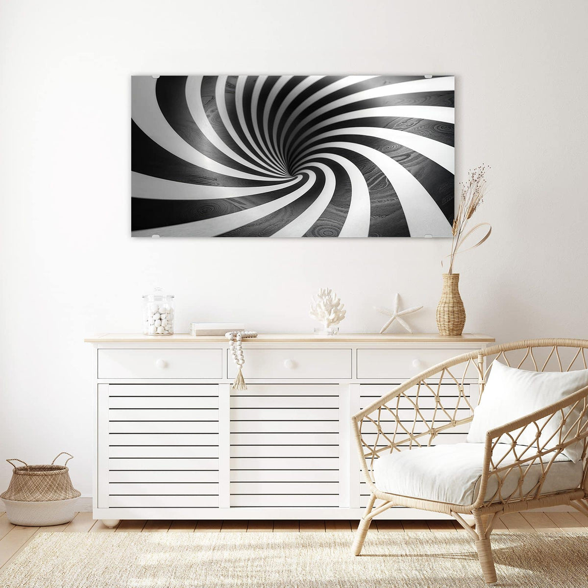 Echtglas, 4 mm – kein Acryl, keine Folie – Wandbild - Hypnotischer Strudel - Querformat
