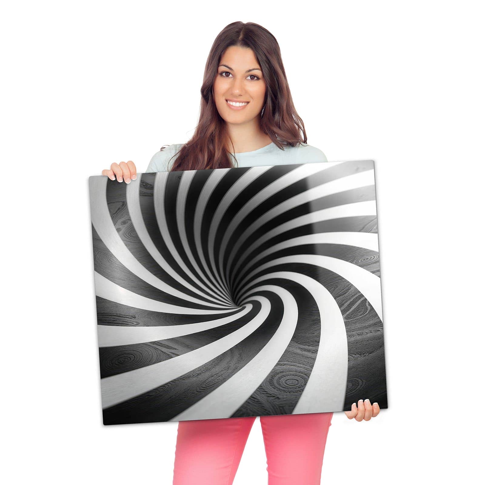 1-teilige Abdeckplatten für Herd mit Hypnotisches Muster-Motiv wird zur Größendarstellung gehalten