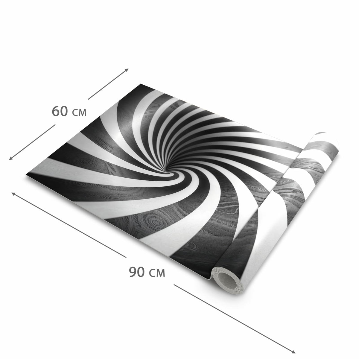 Formstabiler waschbarer Küchenteppich mit Motiv Hypnotisches Muster in der Grösse 90x240 cm