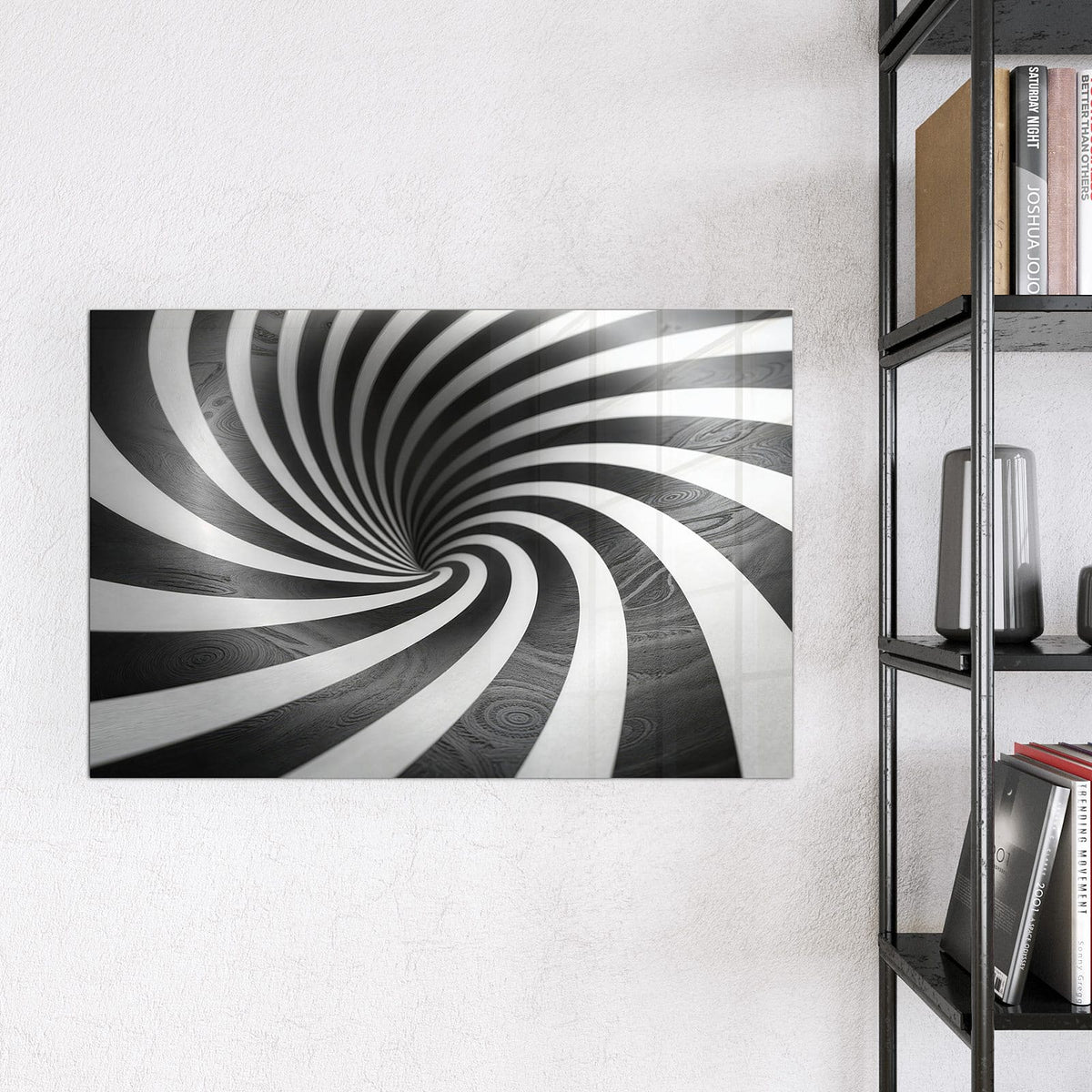 Magnettafel - Hypnotischer Strudel – Schwarz-weißer Strudel aus Linien